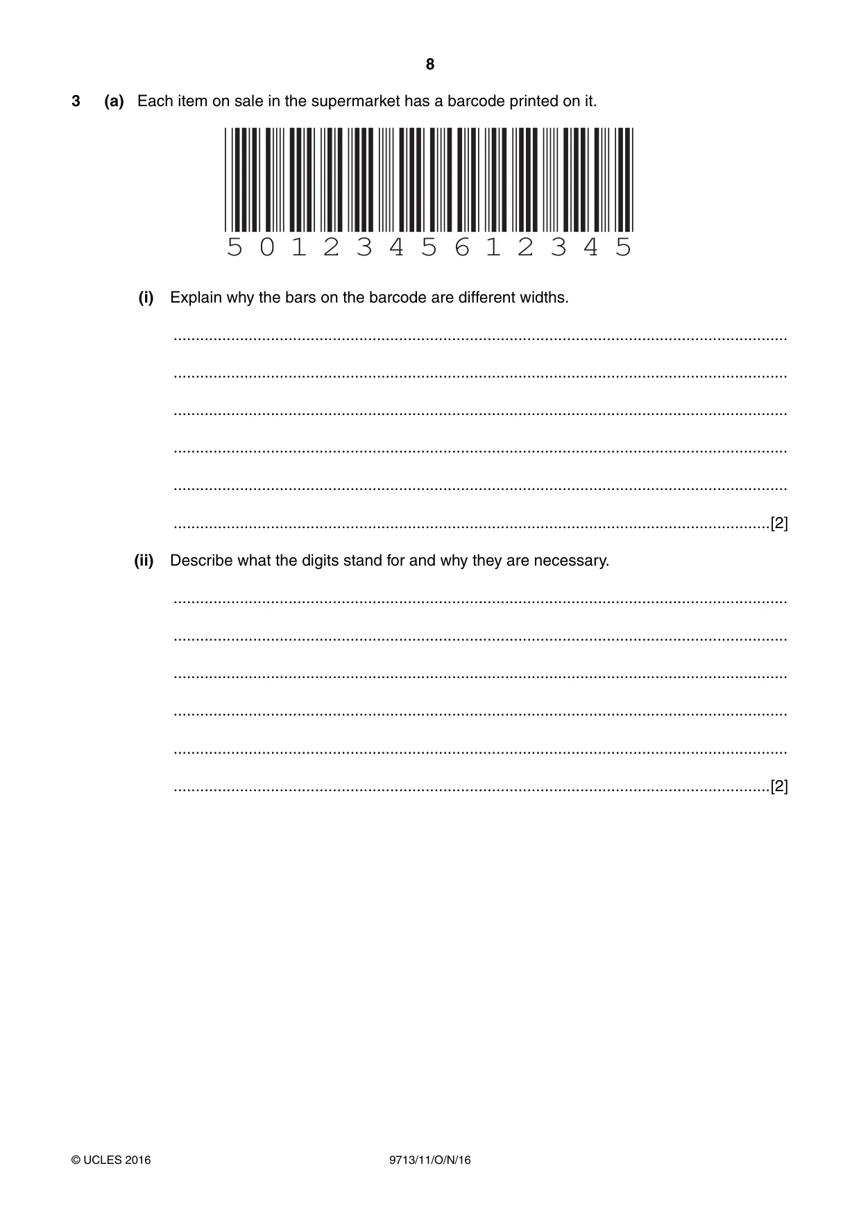 Cambridge A Level Applied Information and Communication Technology 9713 2016 Oct/Nov Paper 1 · Variant 1 question paper, page 8 of 20