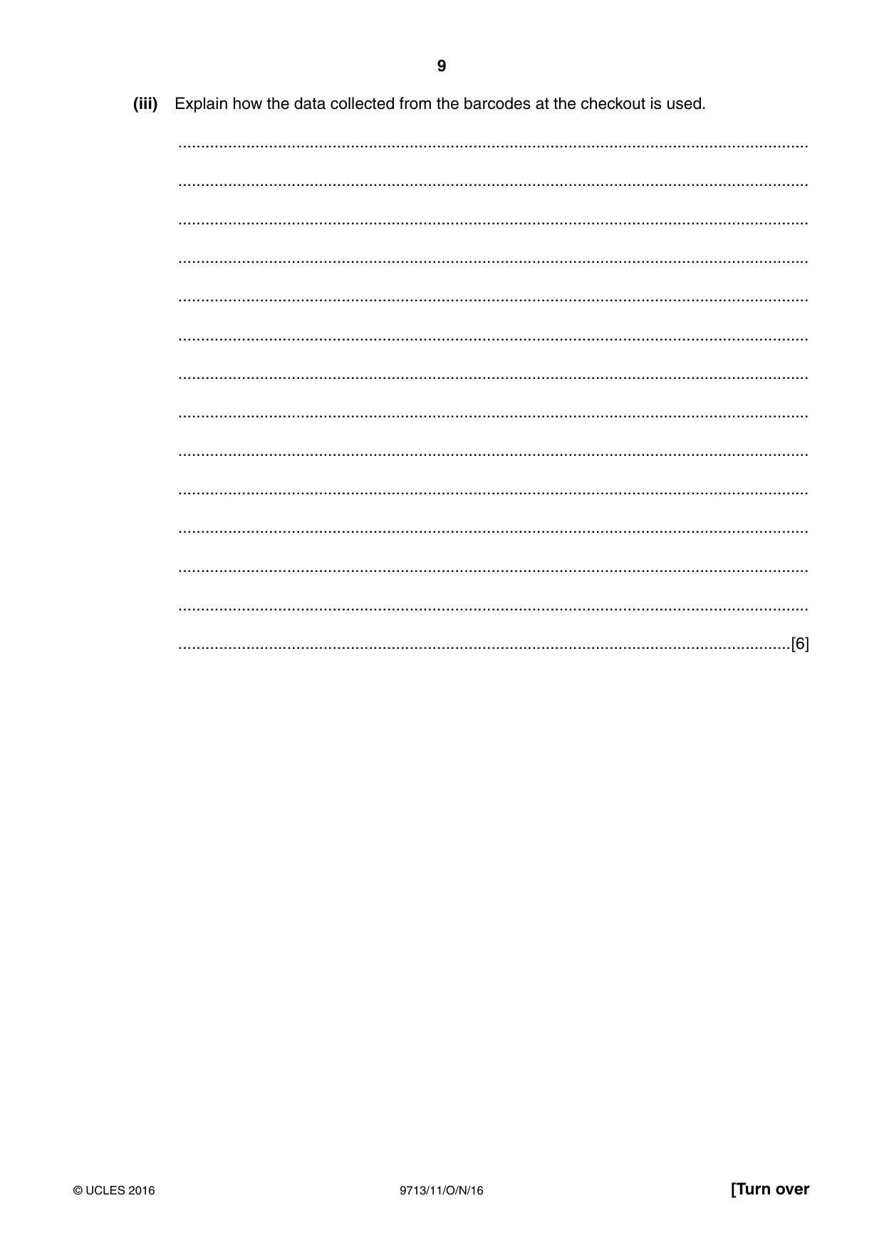 Cambridge A Level Applied Information and Communication Technology 9713 2016 Oct/Nov Paper 1 · Variant 1 question paper, page 9 of 20