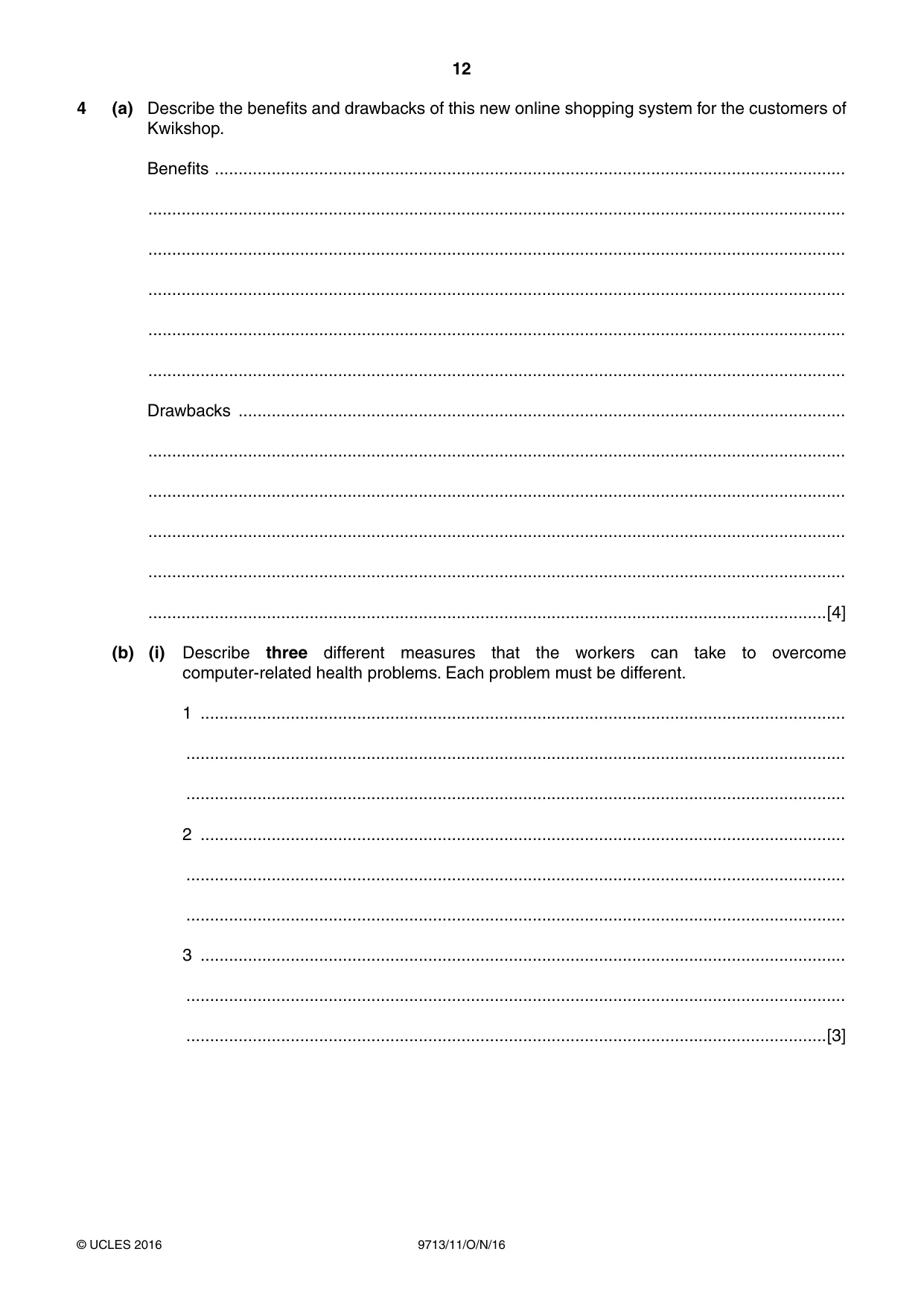 Cambridge A Level Applied Information and Communication Technology 9713 2016 Oct/Nov Paper 1 · Variant 1 question paper, page 12 of 20