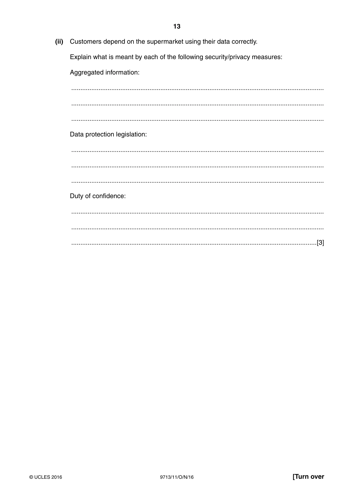 Cambridge A Level Applied Information and Communication Technology 9713 2016 Oct/Nov Paper 1 · Variant 1 question paper, page 13 of 20