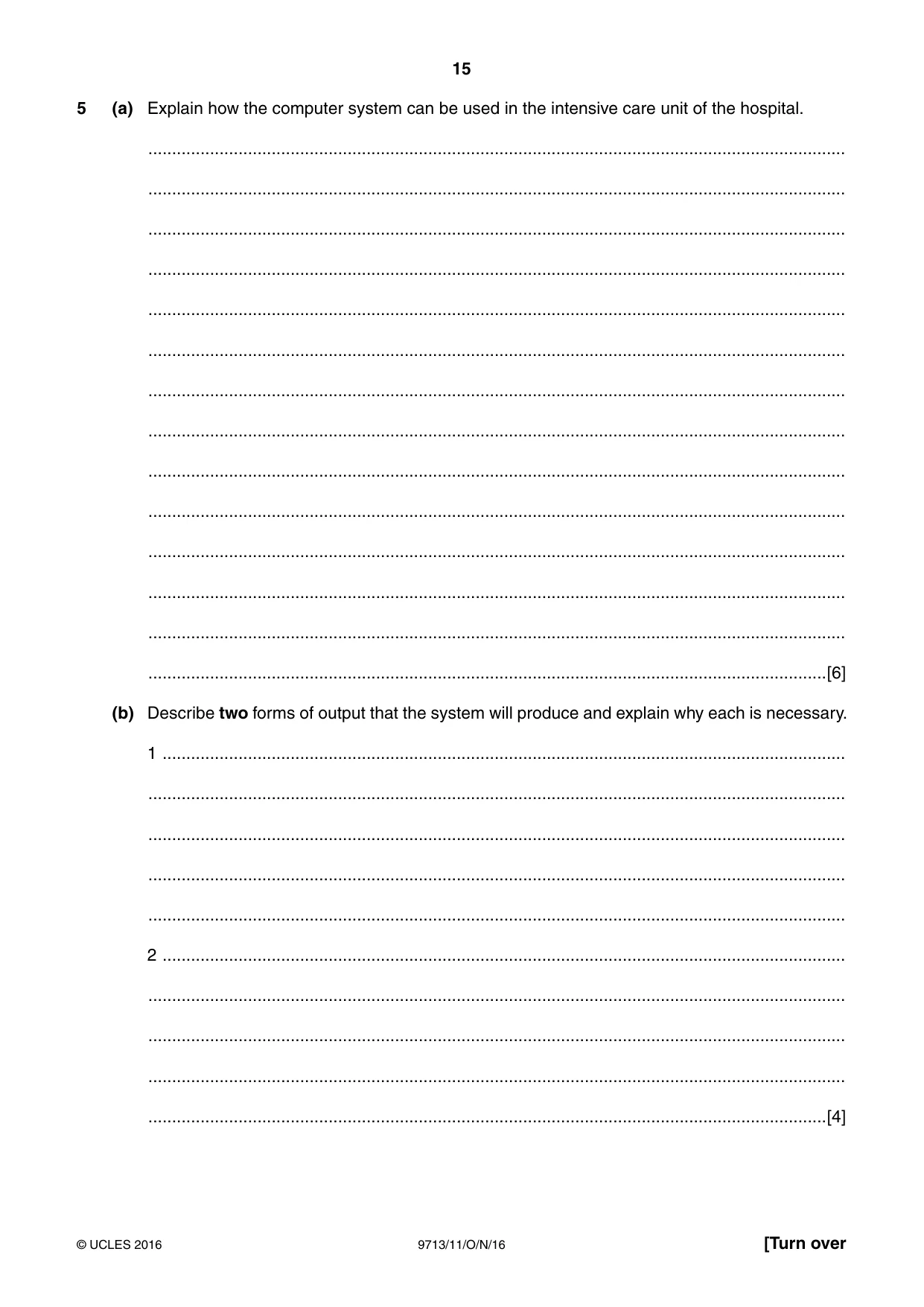 Cambridge A Level Applied Information and Communication Technology 9713 2016 Oct/Nov Paper 1 · Variant 1 question paper, page 15 of 20