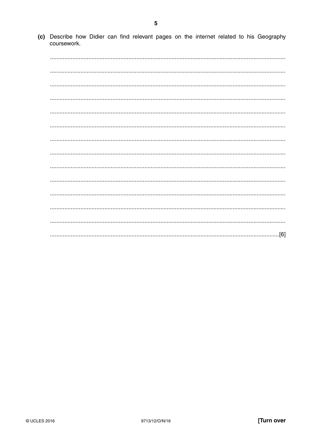 Cambridge A Level Applied Information and Communication Technology 9713 2016 Oct/Nov Paper 1 · Variant 2 question paper, page 5 of 20
