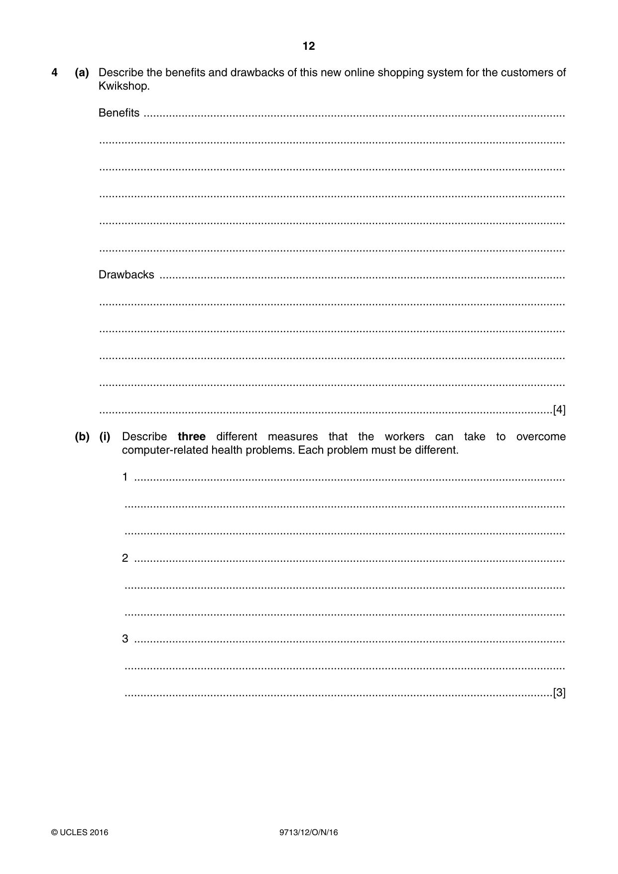Cambridge A Level Applied Information and Communication Technology 9713 2016 Oct/Nov Paper 1 · Variant 2 question paper, page 12 of 20