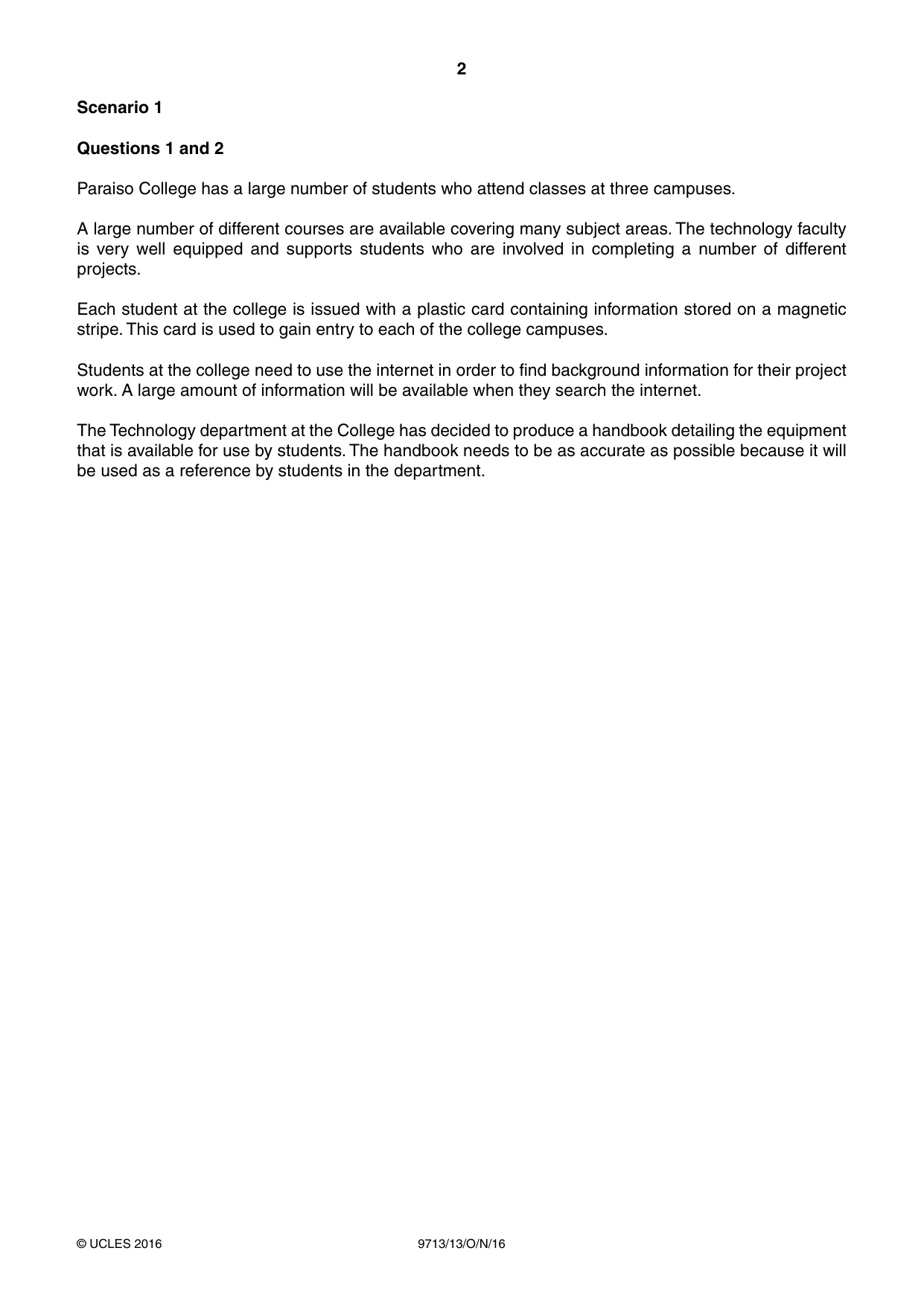 Cambridge A Level Applied Information and Communication Technology 9713 2016 Oct/Nov Paper 1 · Variant 3 question paper, page 2 of 20