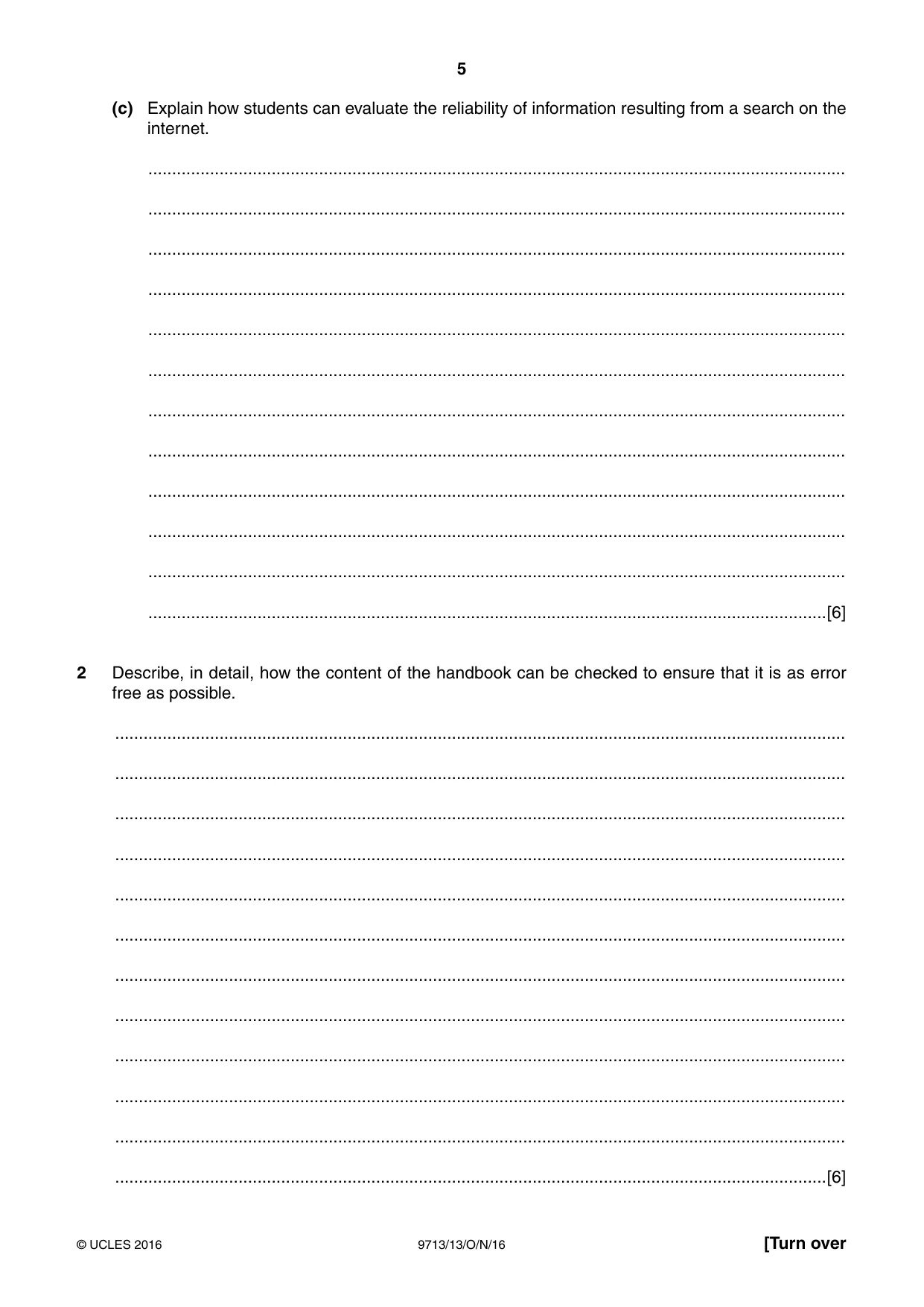 Cambridge A Level Applied Information and Communication Technology 9713 2016 Oct/Nov Paper 1 · Variant 3 question paper, page 5 of 20