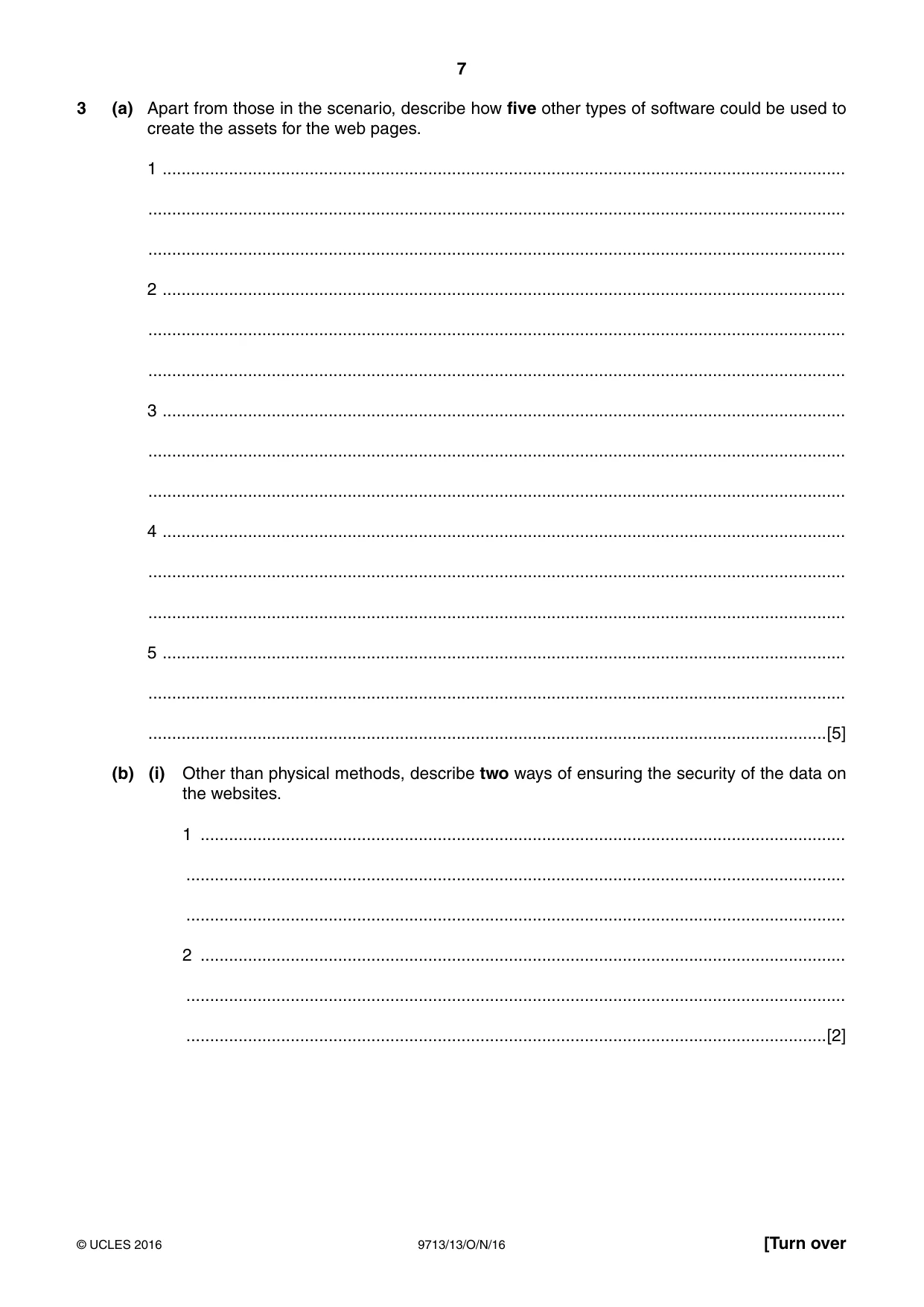 Cambridge A Level Applied Information and Communication Technology 9713 2016 Oct/Nov Paper 1 · Variant 3 question paper, page 7 of 20
