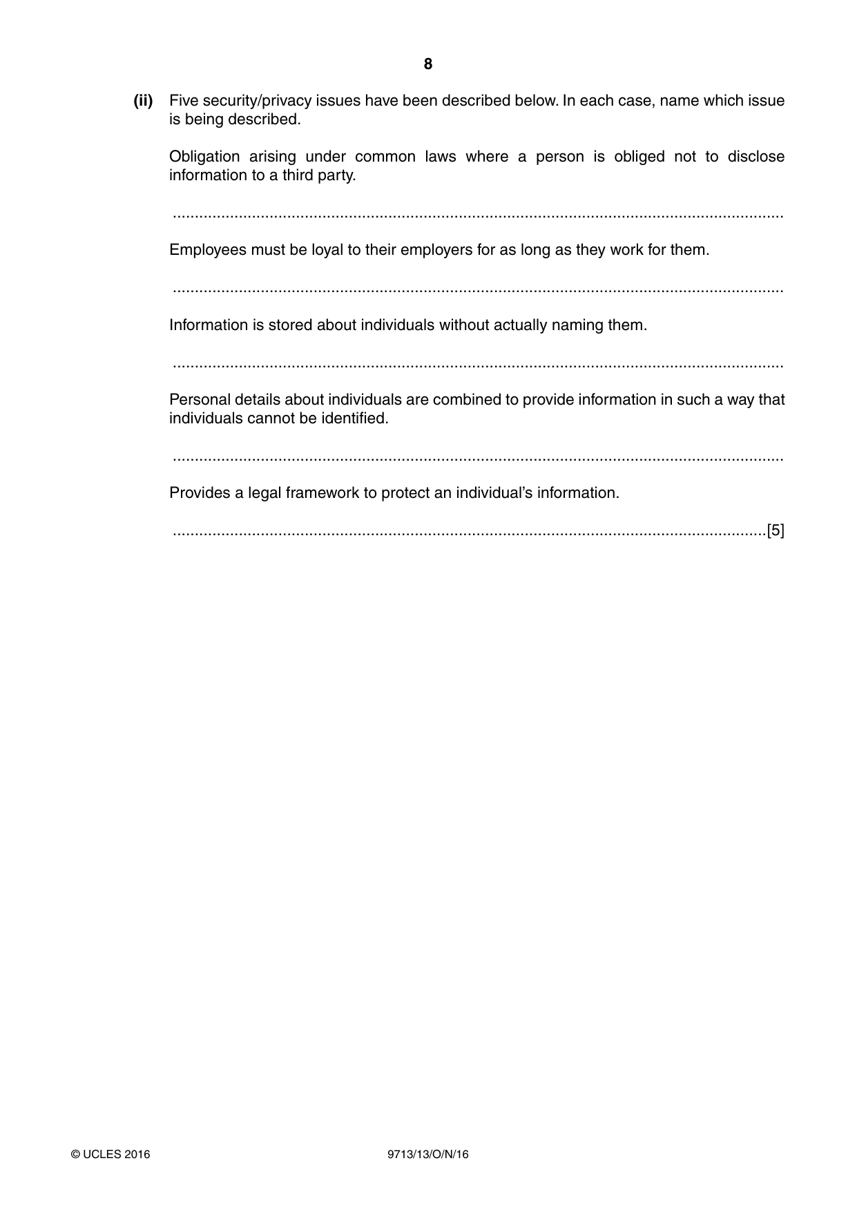 Cambridge A Level Applied Information and Communication Technology 9713 2016 Oct/Nov Paper 1 · Variant 3 question paper, page 8 of 20