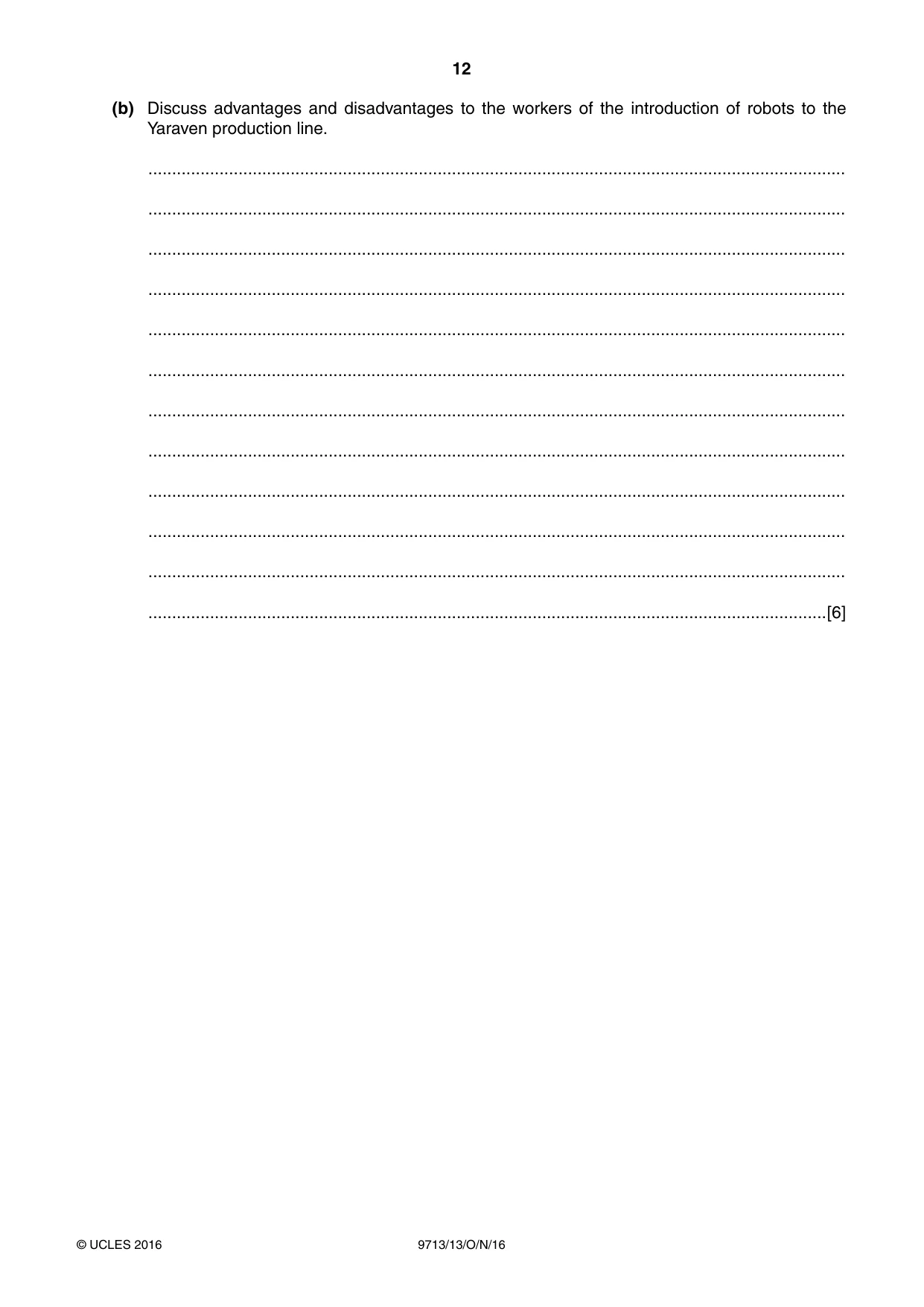 Cambridge A Level Applied Information and Communication Technology 9713 2016 Oct/Nov Paper 1 · Variant 3 question paper, page 12 of 20