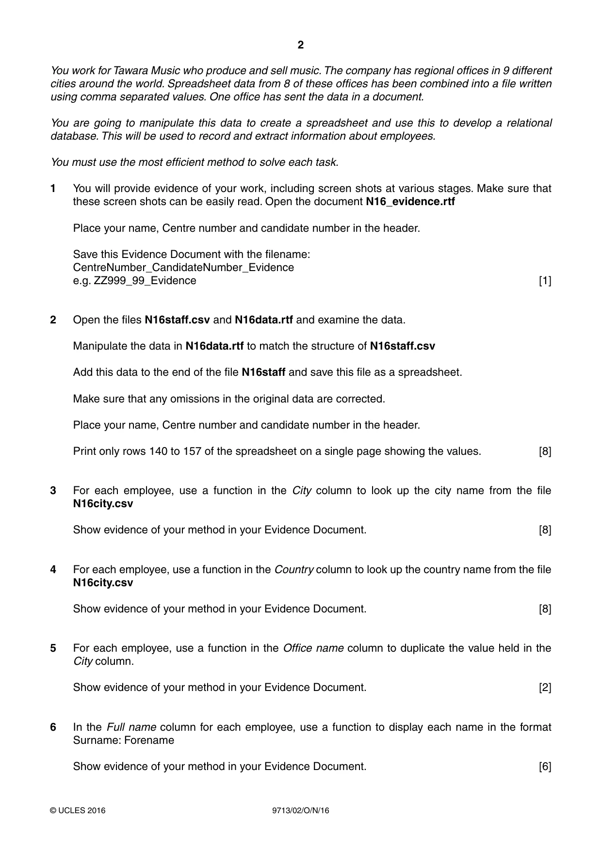 Cambridge A Level Applied Information and Communication Technology 9713 2016 Oct/Nov Paper 2 · Variant 1 question paper, page 2 of 8