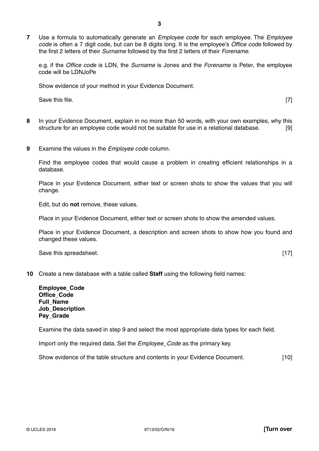 Cambridge A Level Applied Information and Communication Technology 9713 2016 Oct/Nov Paper 2 · Variant 1 question paper, page 3 of 8