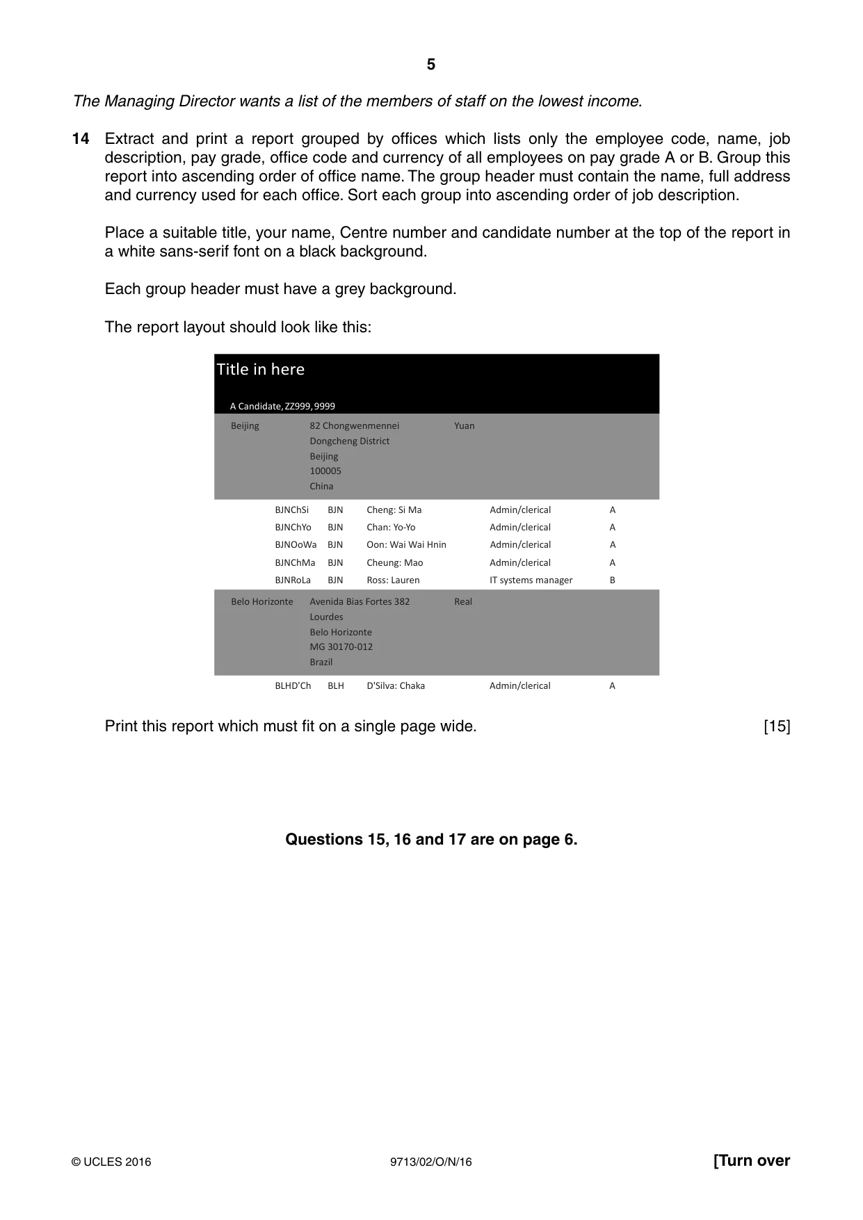 Cambridge A Level Applied Information and Communication Technology 9713 2016 Oct/Nov Paper 2 · Variant 1 question paper, page 5 of 8