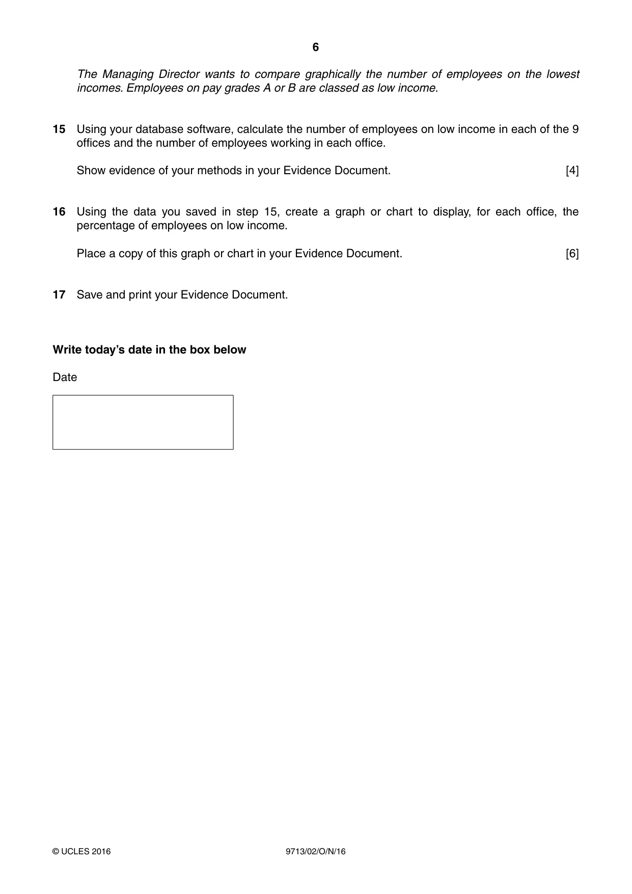 Cambridge A Level Applied Information and Communication Technology 9713 2016 Oct/Nov Paper 2 · Variant 1 question paper, page 6 of 8