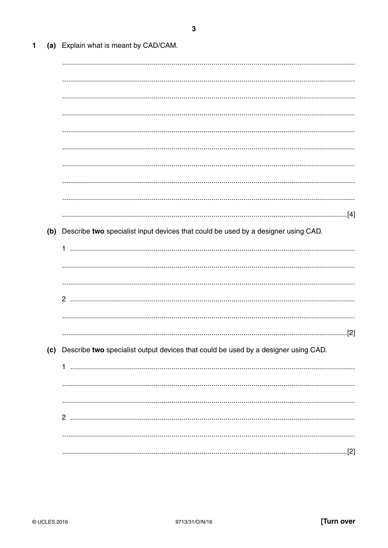 Cambridge A Level Applied Information and Communication Technology 9713 2016 Oct/Nov Paper 3 · Variant 1 question paper, page 3 of 16