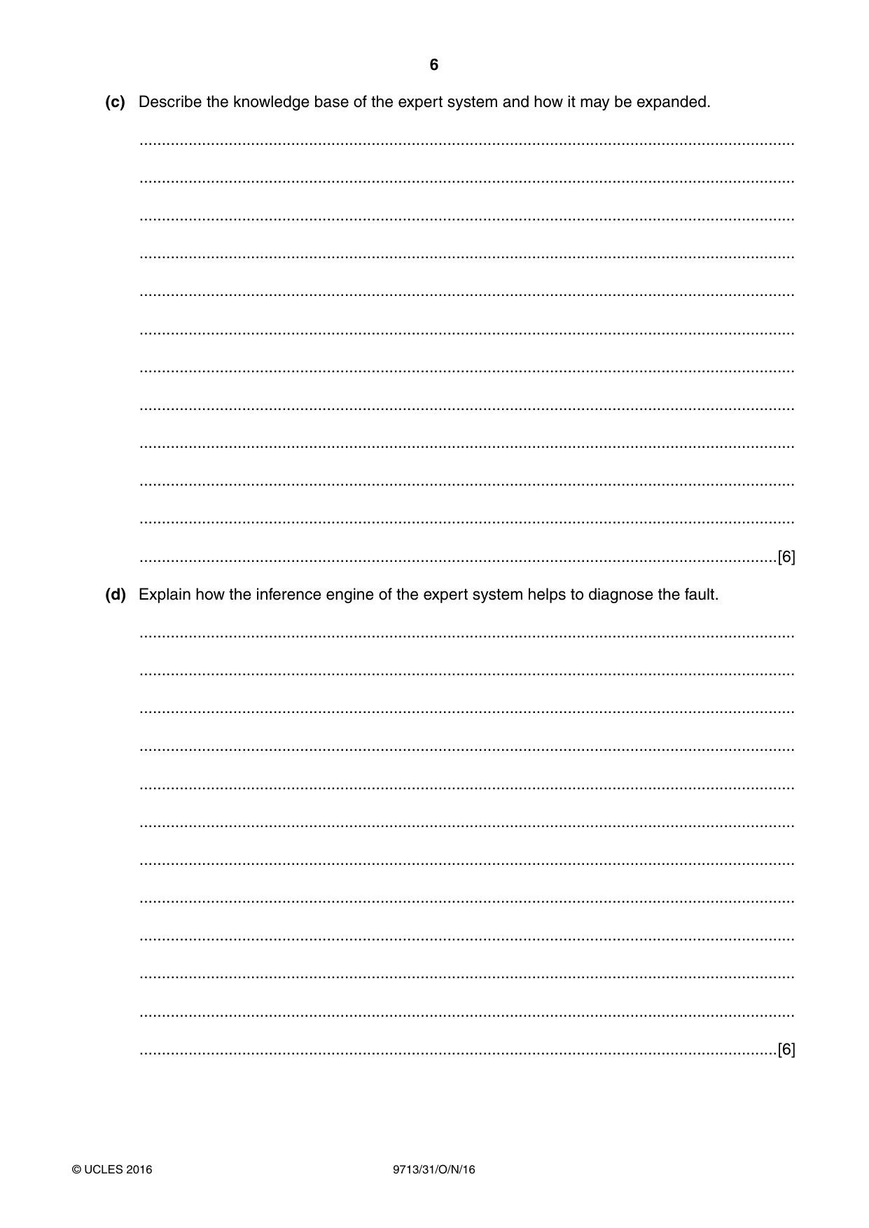 Cambridge A Level Applied Information and Communication Technology 9713 2016 Oct/Nov Paper 3 · Variant 1 question paper, page 6 of 16