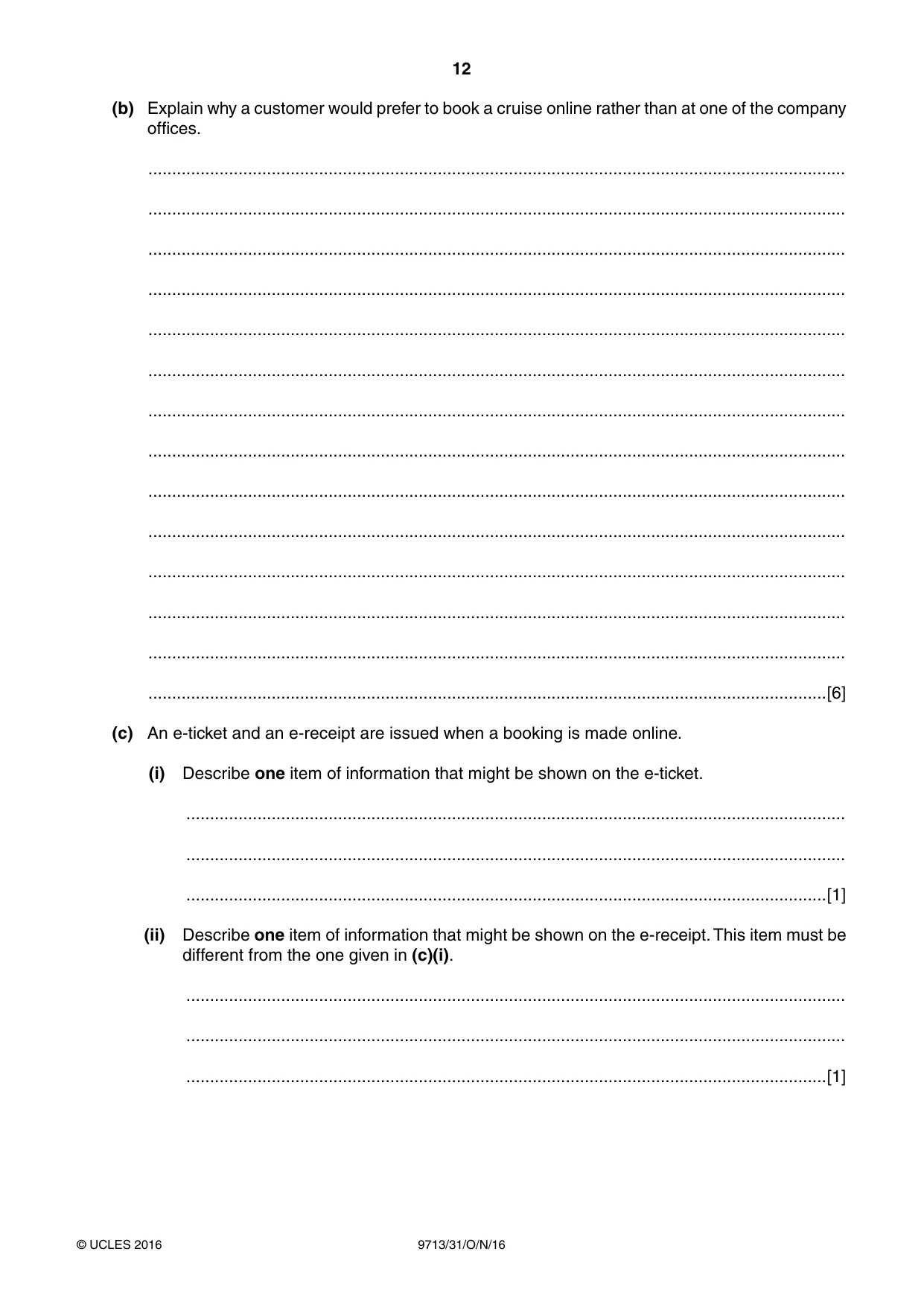 Cambridge A Level Applied Information and Communication Technology 9713 2016 Oct/Nov Paper 3 · Variant 1 question paper, page 12 of 16