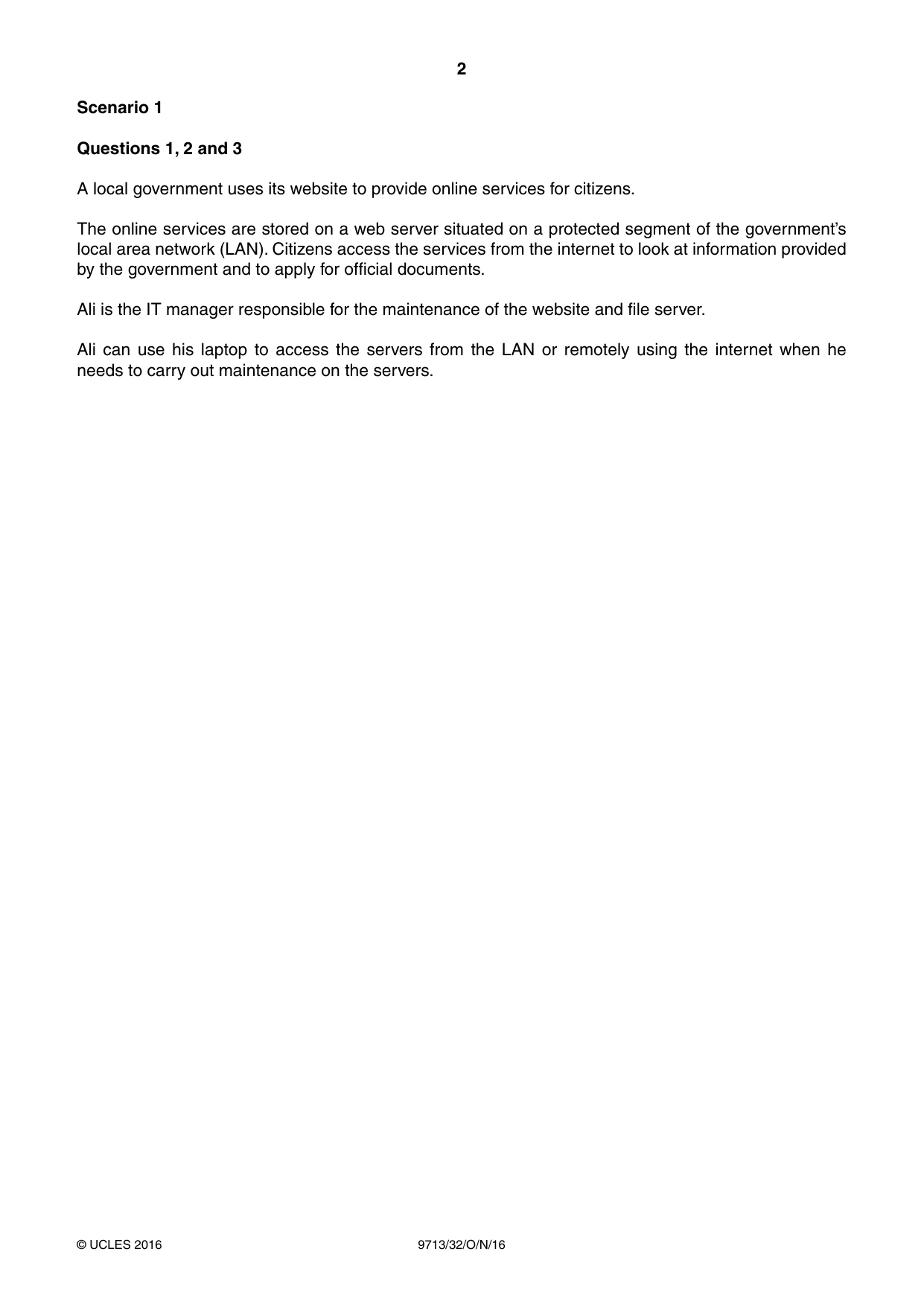 Cambridge A Level Applied Information and Communication Technology 9713 2016 Oct/Nov Paper 3 · Variant 2 question paper, page 2 of 20
