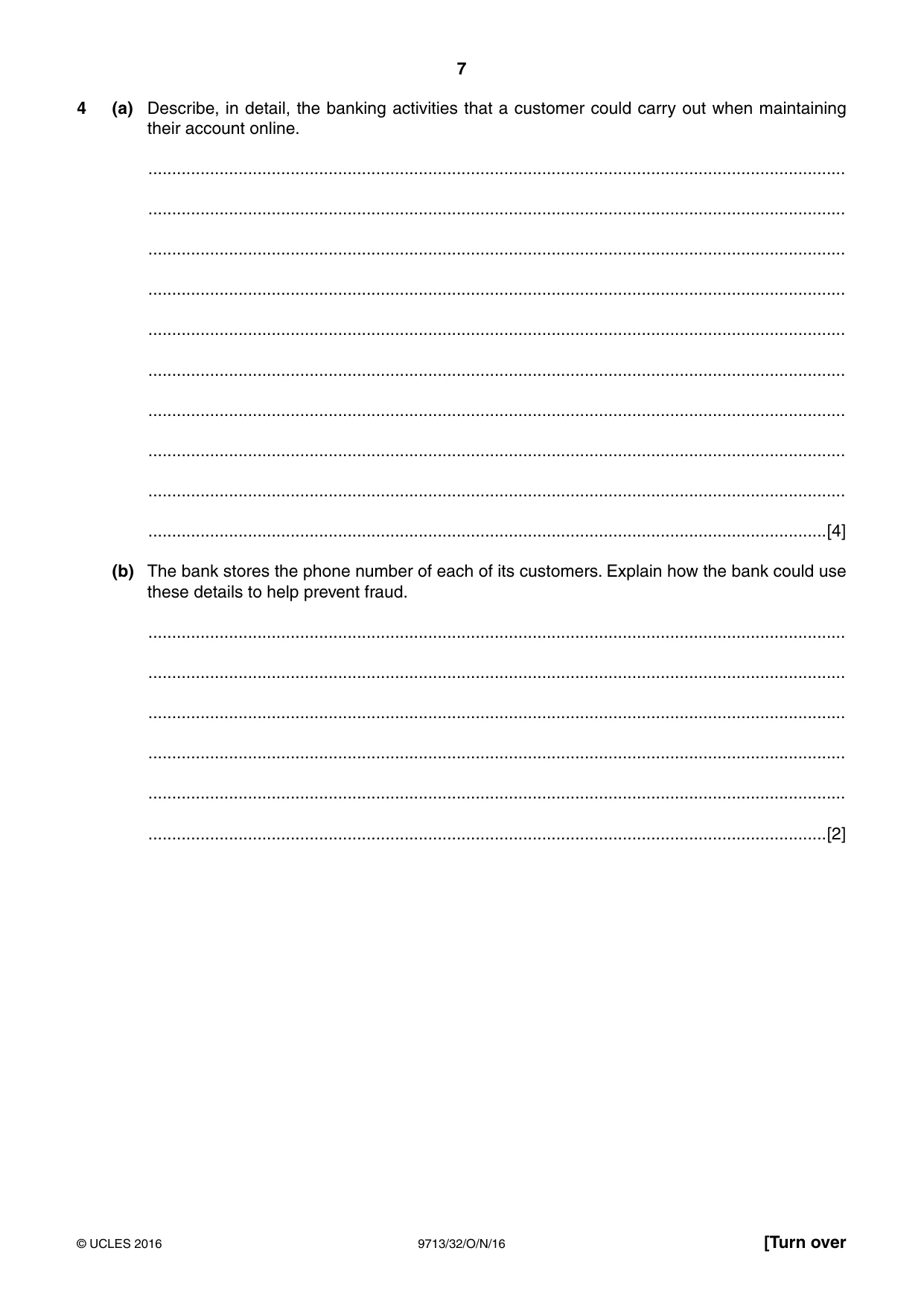 Cambridge A Level Applied Information and Communication Technology 9713 2016 Oct/Nov Paper 3 · Variant 2 question paper, page 7 of 20