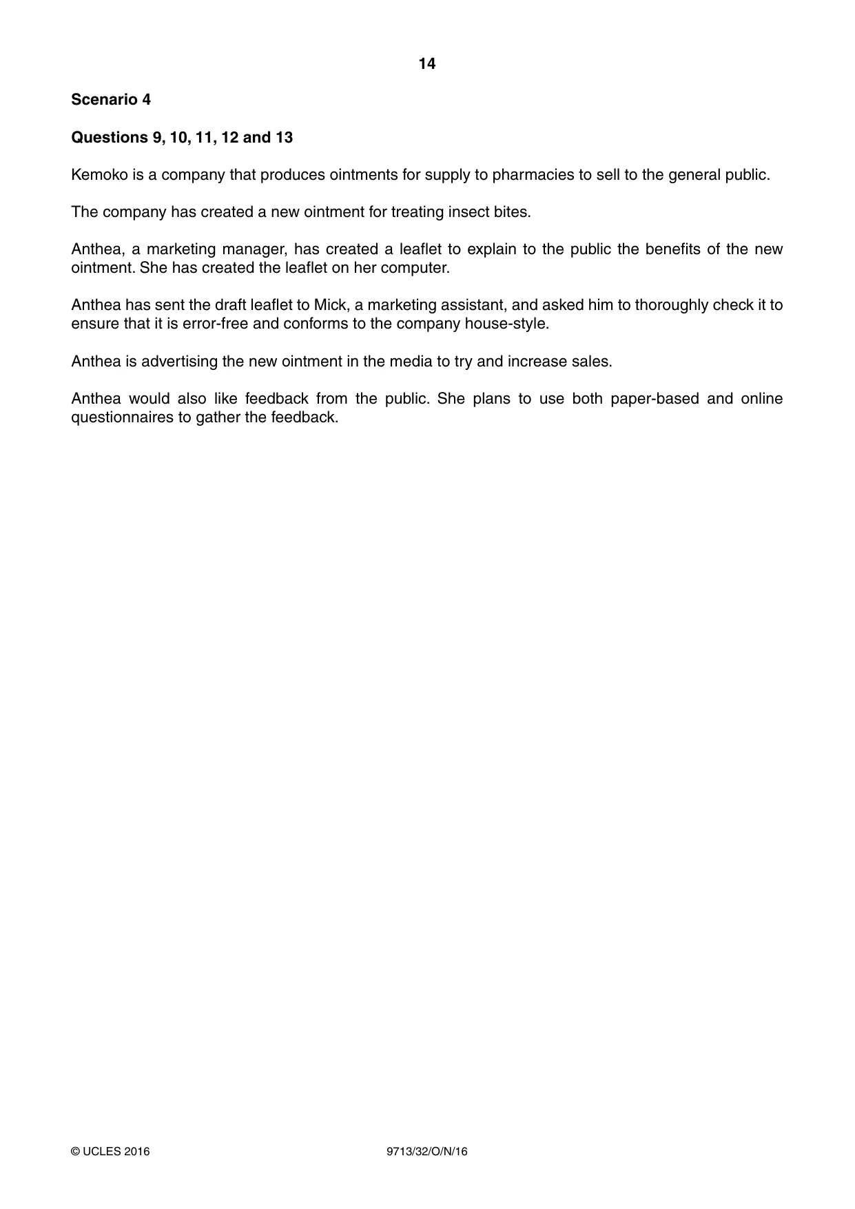 Cambridge A Level Applied Information and Communication Technology 9713 2016 Oct/Nov Paper 3 · Variant 2 question paper, page 14 of 20