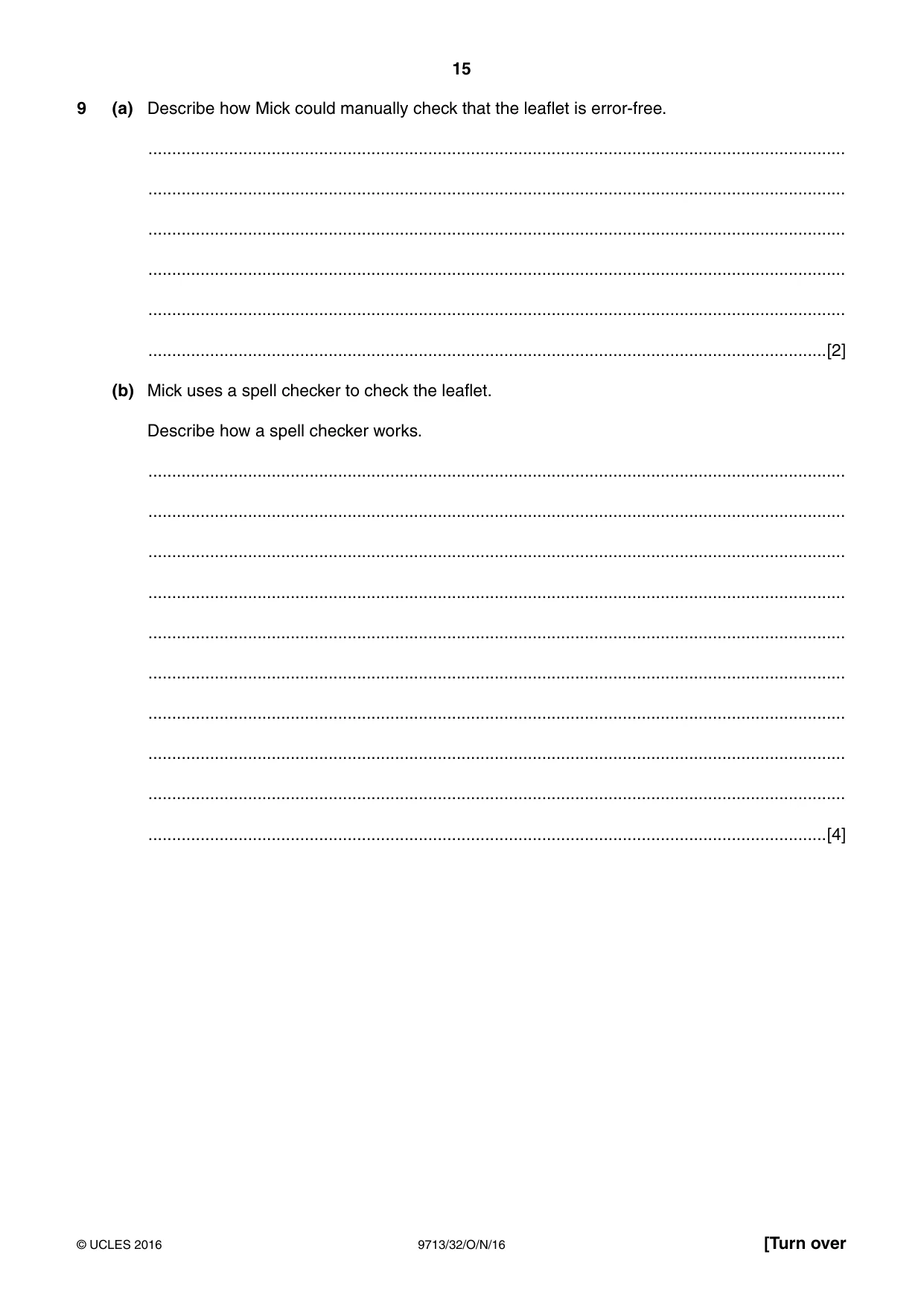 Cambridge A Level Applied Information and Communication Technology 9713 2016 Oct/Nov Paper 3 · Variant 2 question paper, page 15 of 20