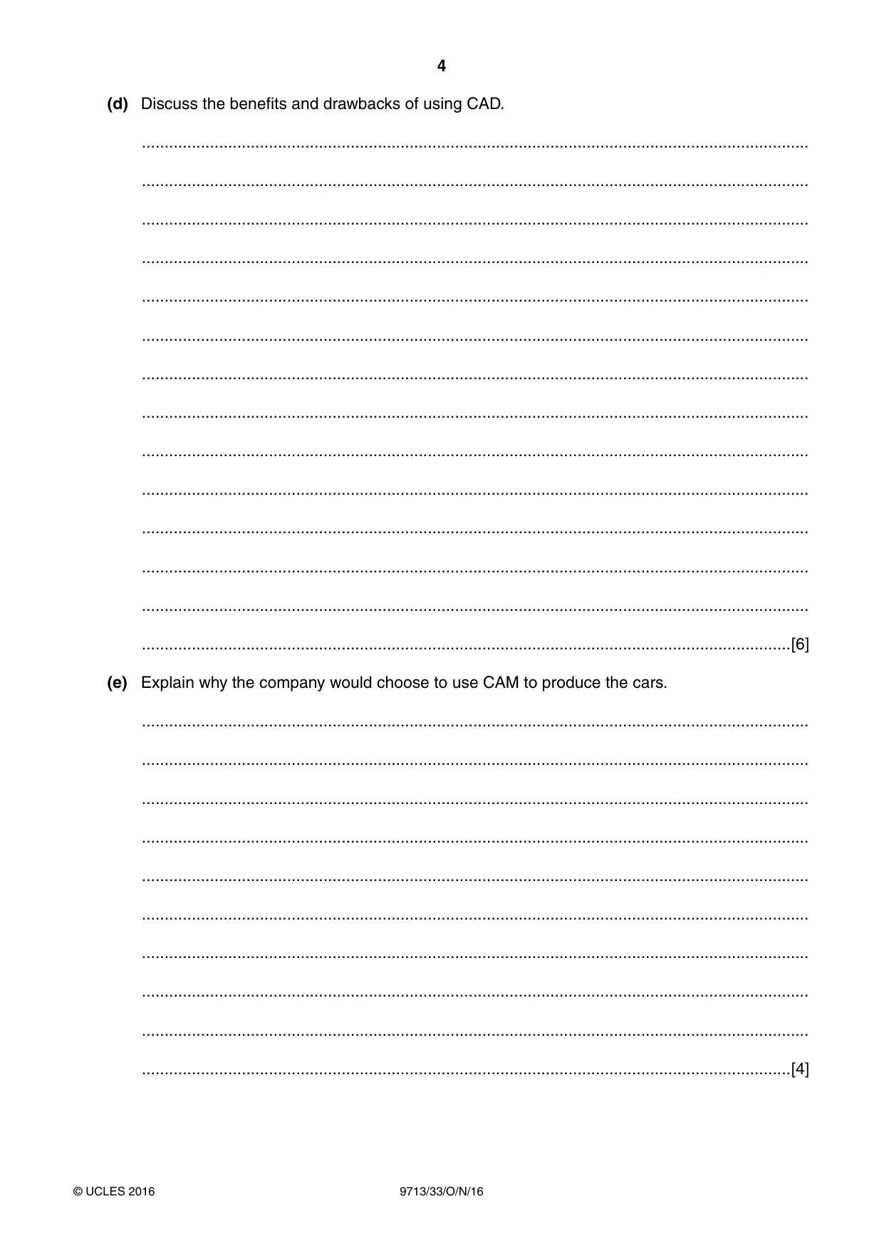 Cambridge A Level Applied Information and Communication Technology 9713 2016 Oct/Nov Paper 3 · Variant 3 question paper, page 4 of 16