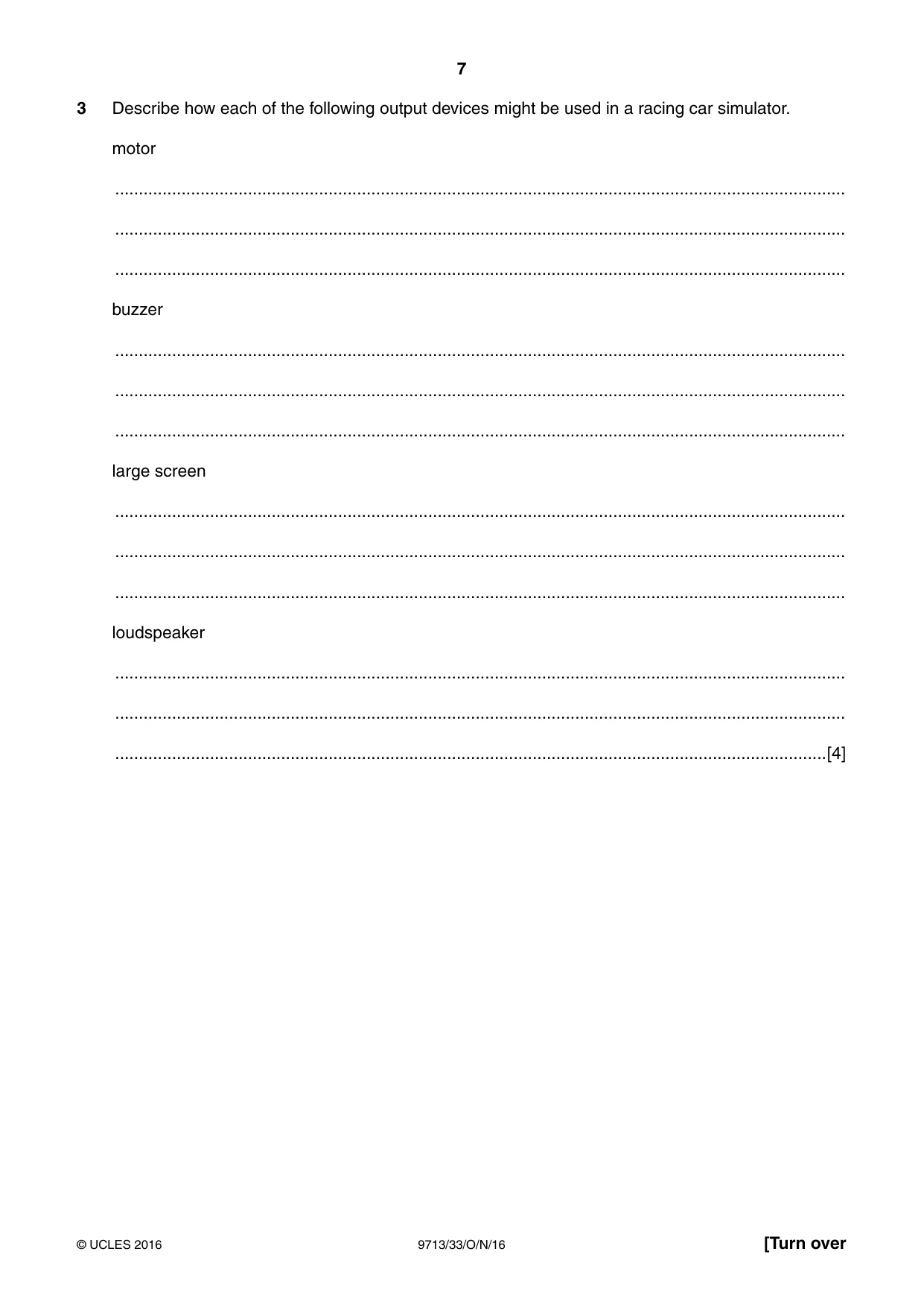 Cambridge A Level Applied Information and Communication Technology 9713 2016 Oct/Nov Paper 3 · Variant 3 question paper, page 7 of 16