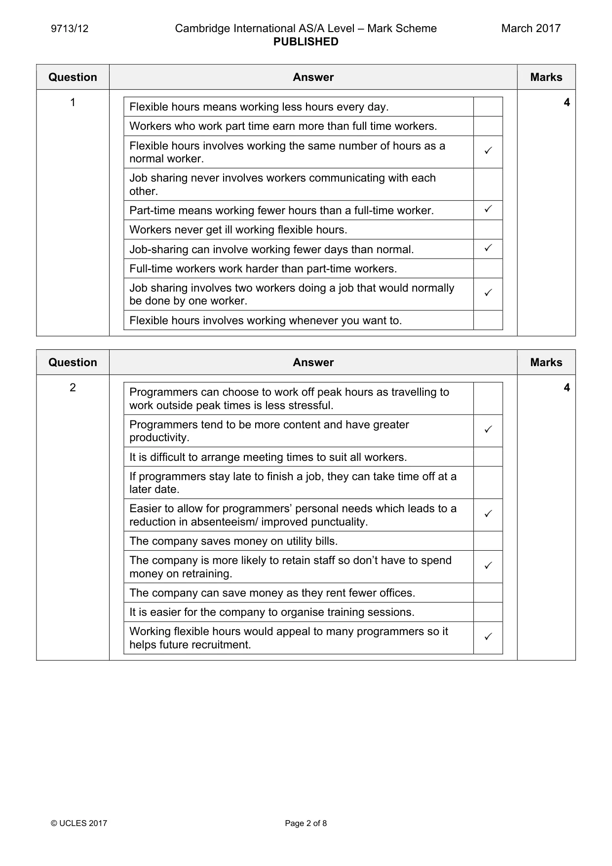Mark scheme, page 2 of 8
