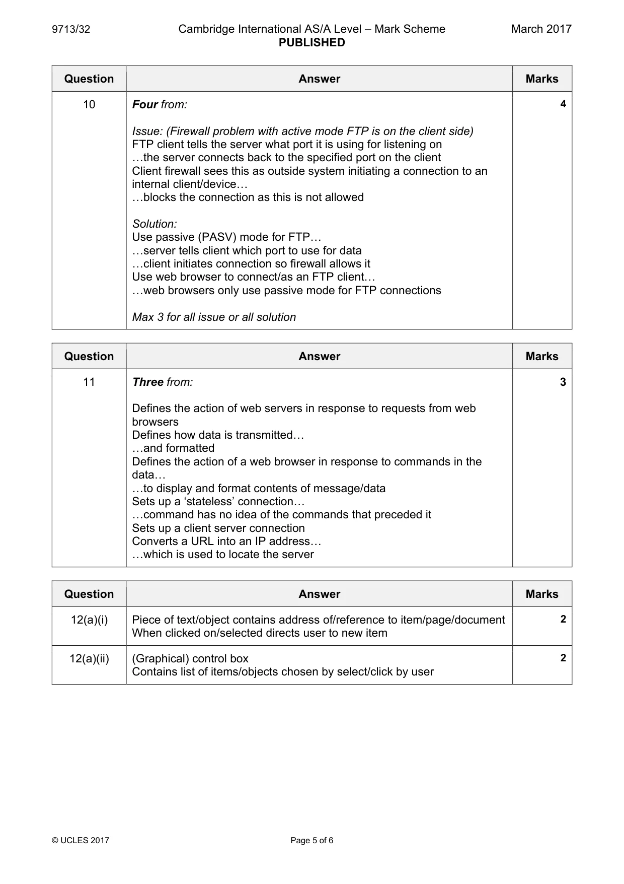 Mark scheme, page 5 of 6