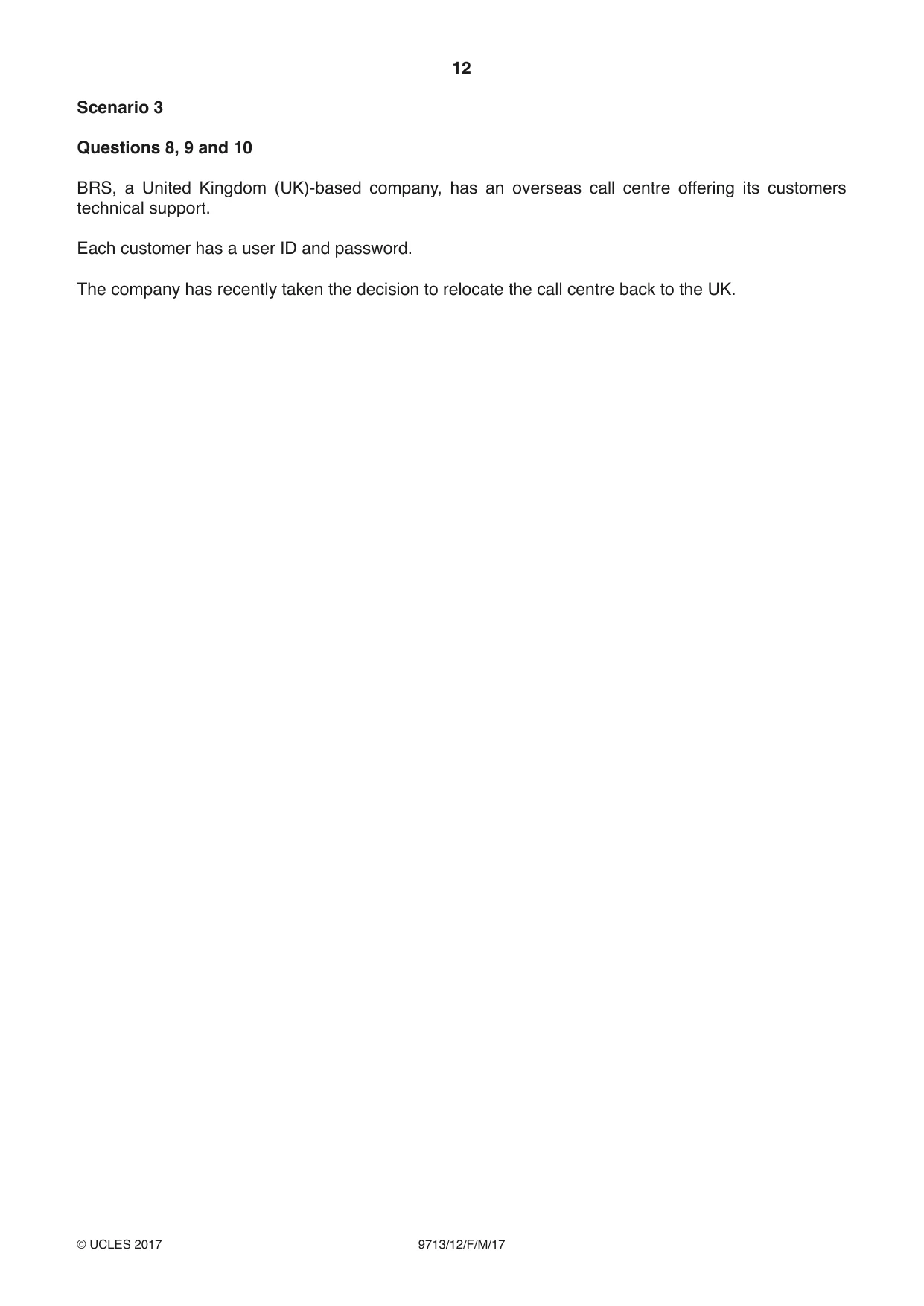 Cambridge A Level Applied Information and Communication Technology 9713 2017 Feb/March Paper 1 · Variant 2 question paper, page 12 of 16