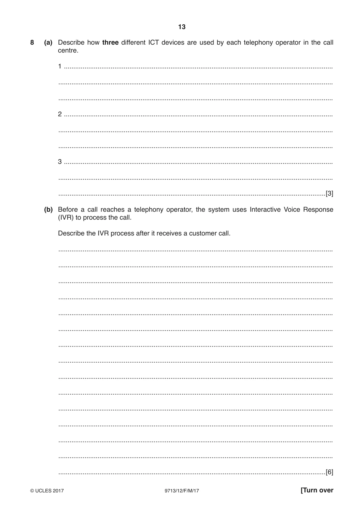 Cambridge A Level Applied Information and Communication Technology 9713 2017 Feb/March Paper 1 · Variant 2 question paper, page 13 of 16