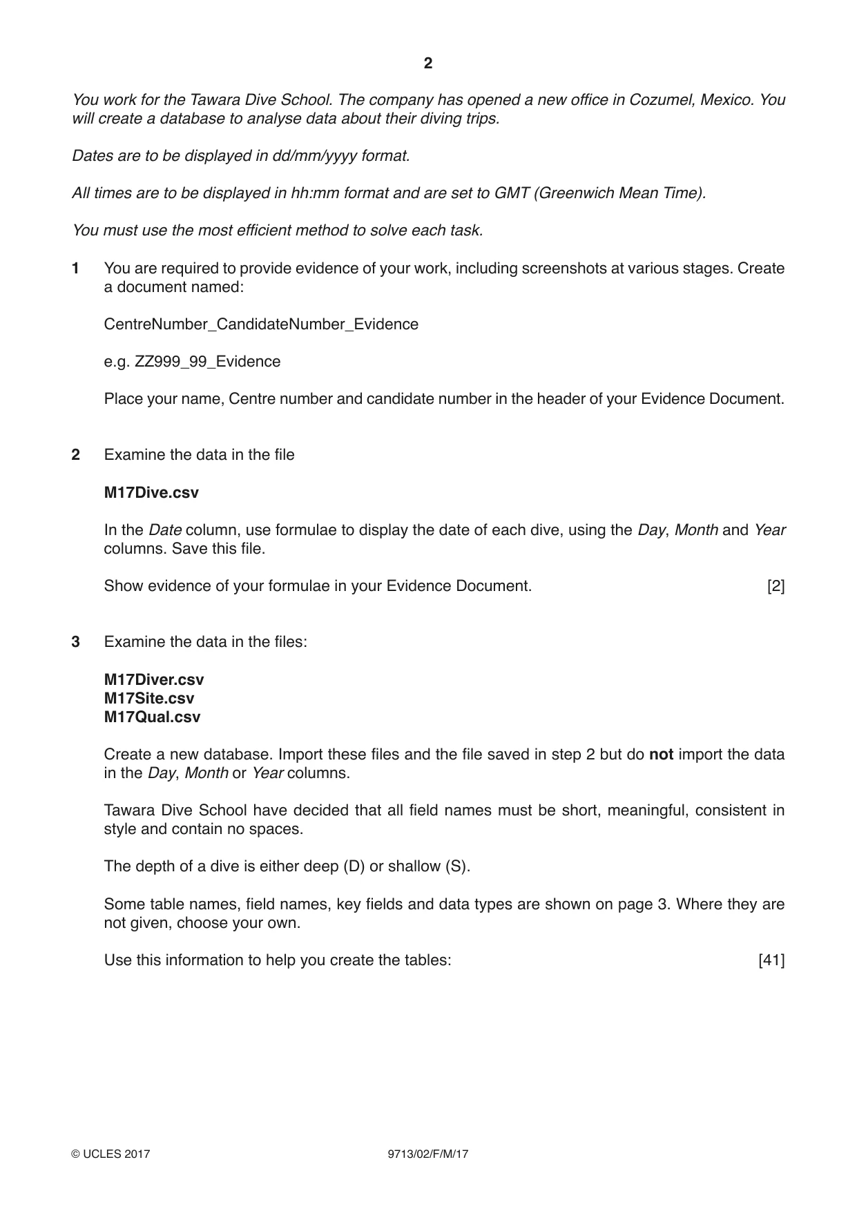 Cambridge A Level Applied Information and Communication Technology 9713 2017 Feb/March Paper 2 · Variant 1 question paper, page 2 of 8
