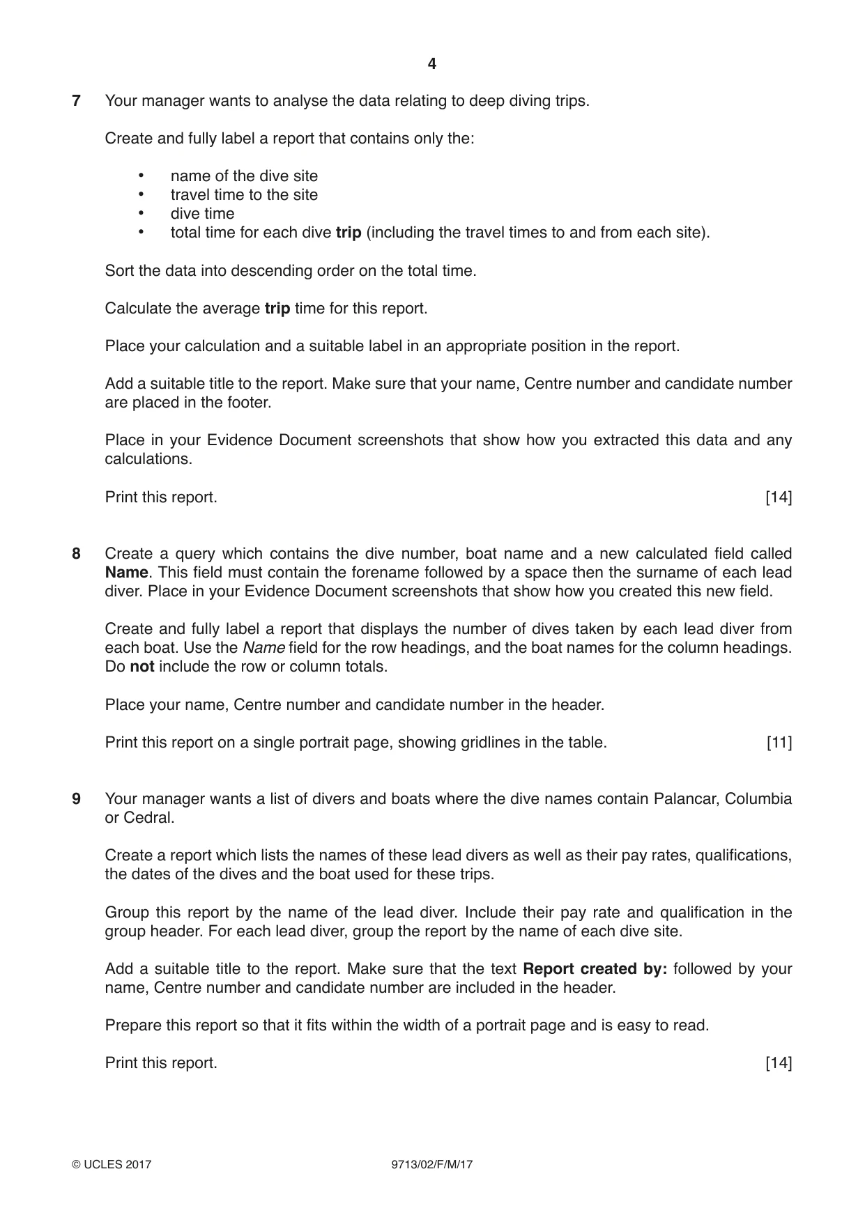 Cambridge A Level Applied Information and Communication Technology 9713 2017 Feb/March Paper 2 · Variant 1 question paper, page 4 of 8