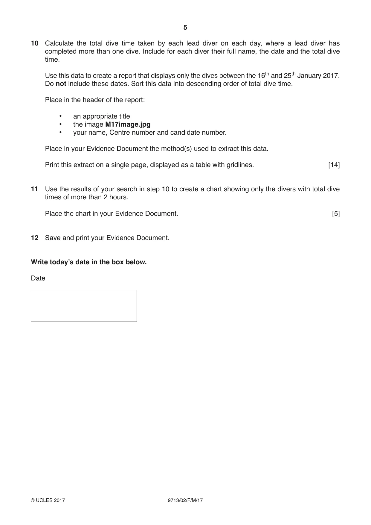 Cambridge A Level Applied Information and Communication Technology 9713 2017 Feb/March Paper 2 · Variant 1 question paper, page 5 of 8