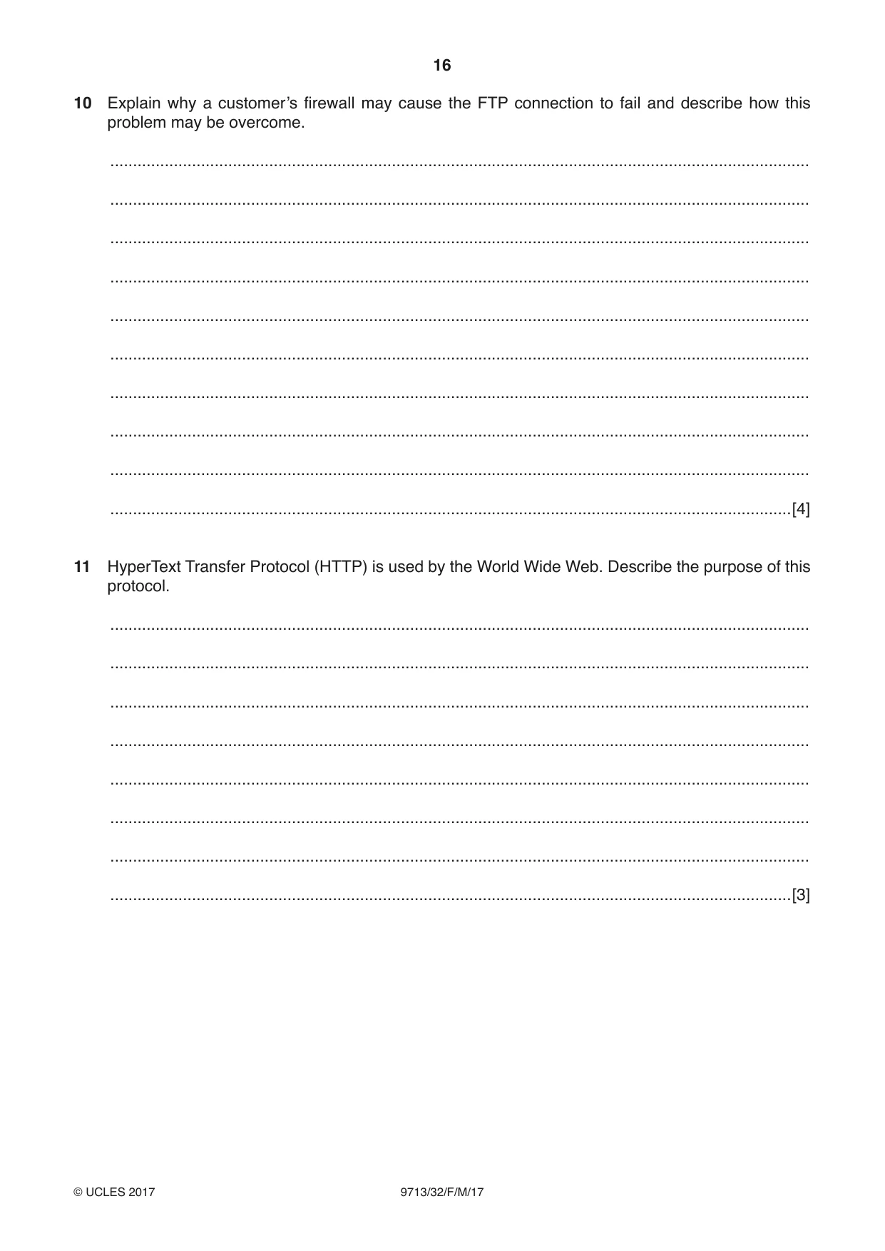 Cambridge A Level Applied Information and Communication Technology 9713 2017 Feb/March Paper 3 · Variant 2 question paper, page 16 of 20