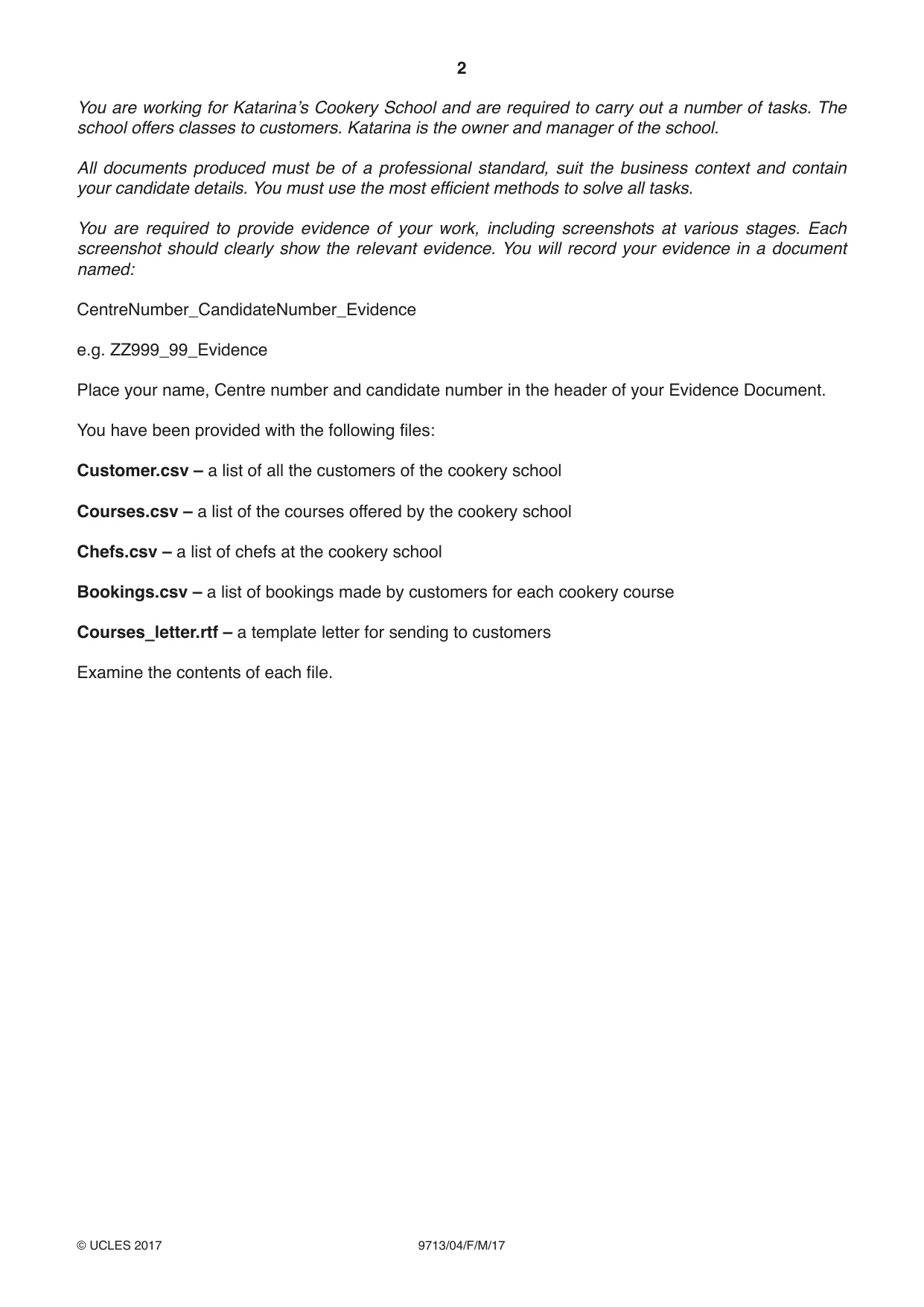 Cambridge A Level Applied Information and Communication Technology 9713 2017 Feb/March Paper 4 · Variant 1 question paper, page 2 of 8