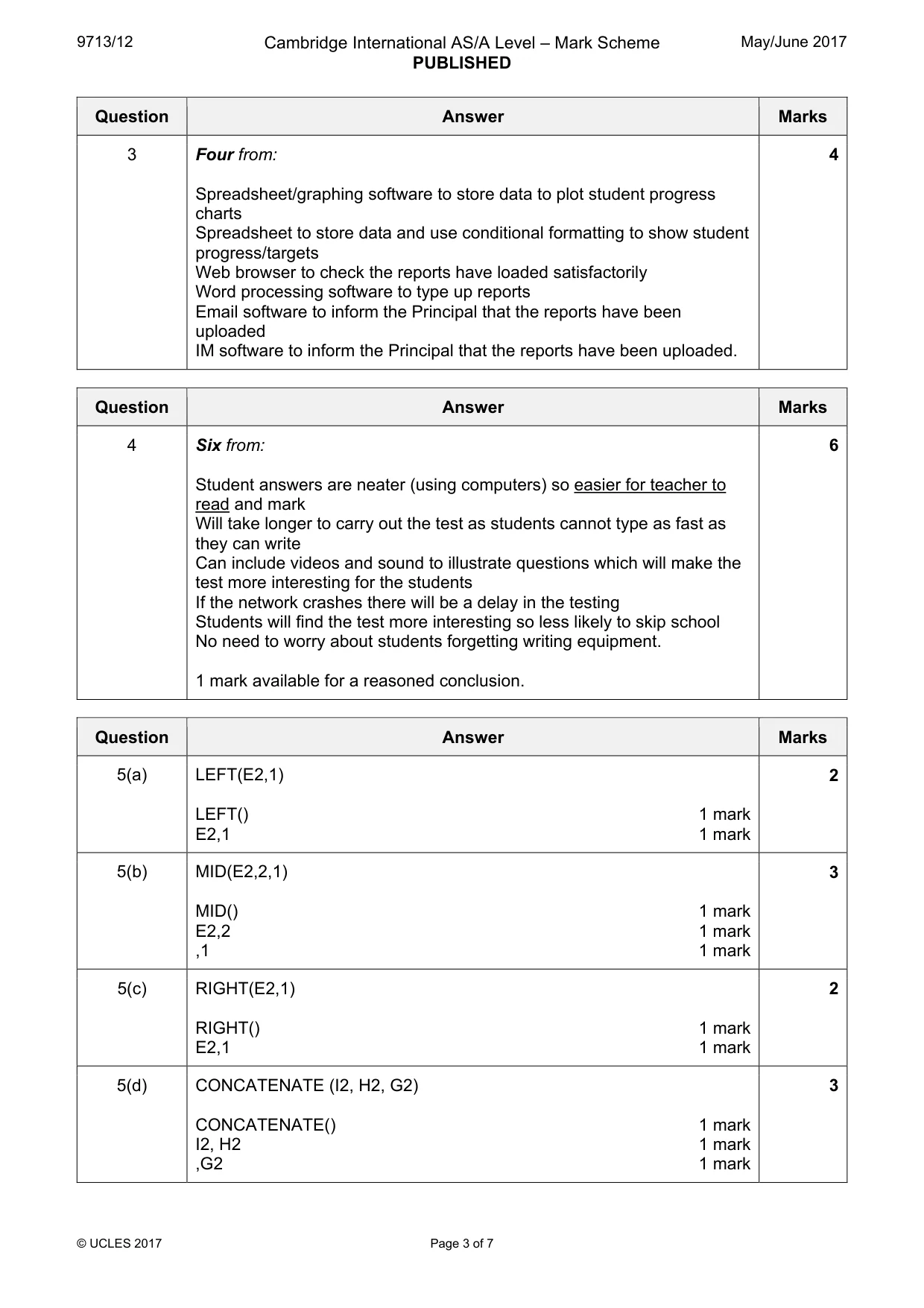 Mark scheme, page 3 of 7