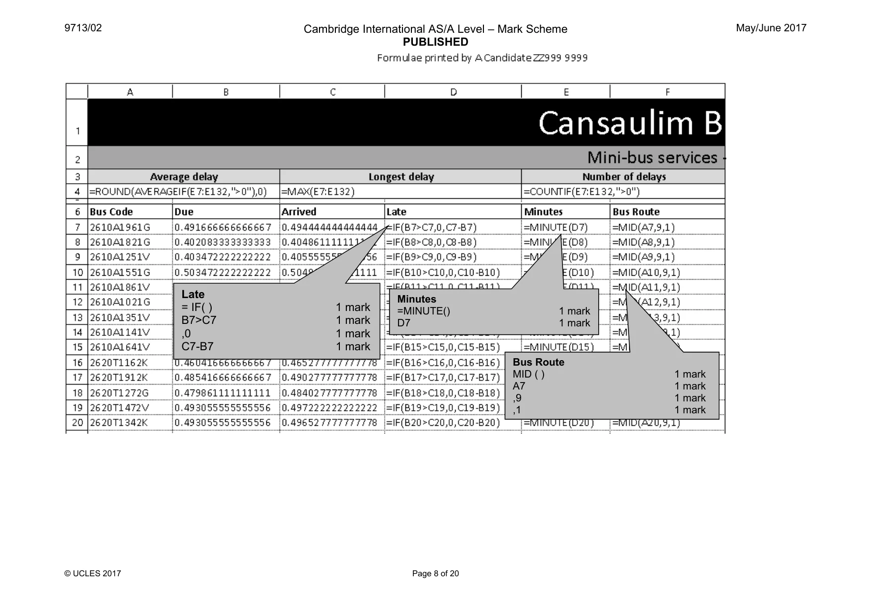 Mark scheme, page 8 of 20