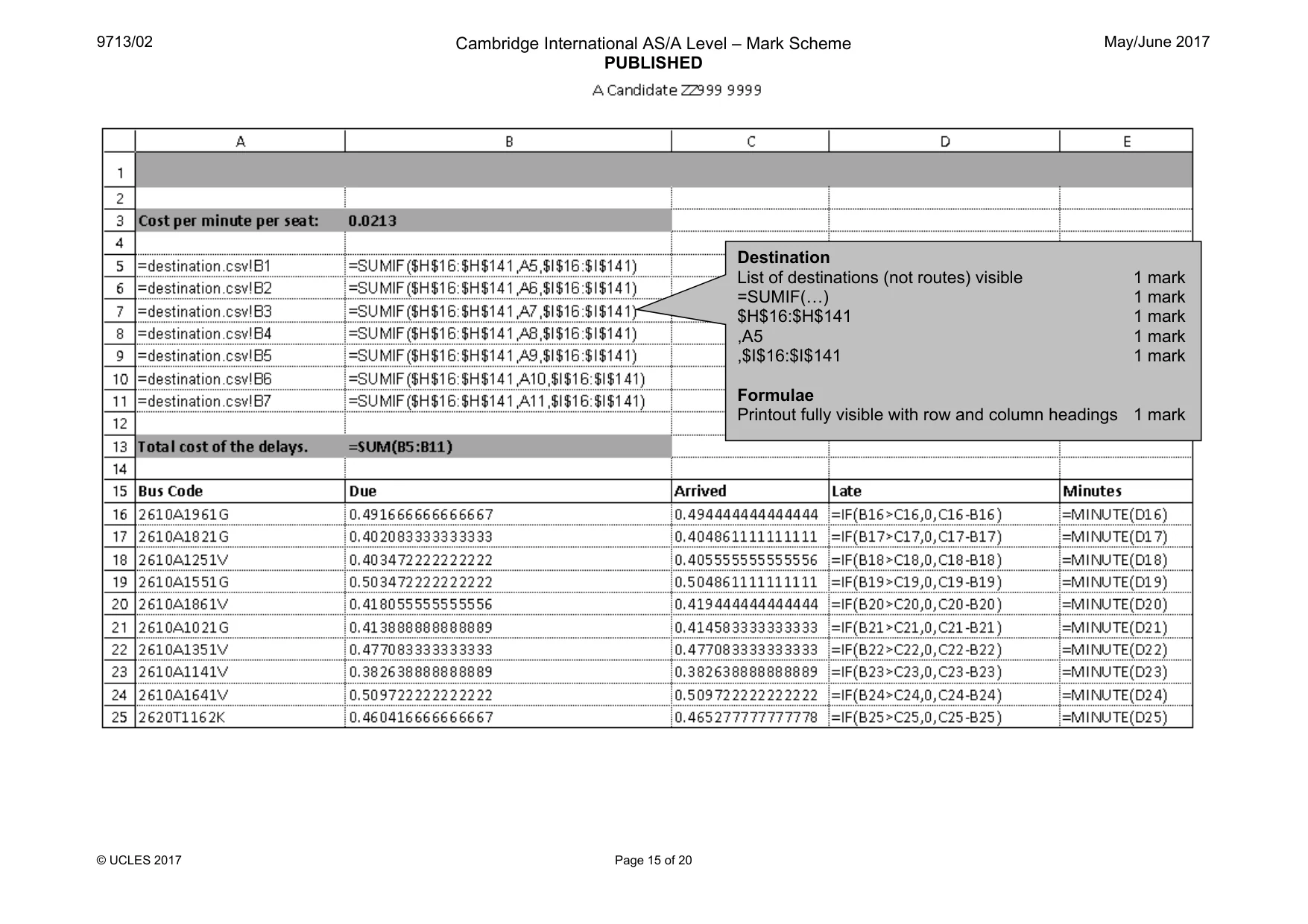 Mark scheme, page 15 of 20