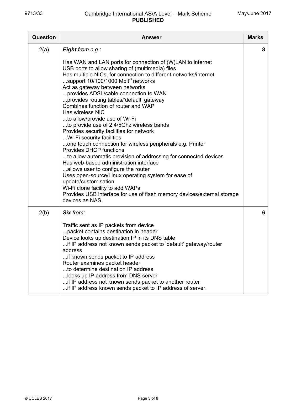 Mark scheme, page 3 of 8