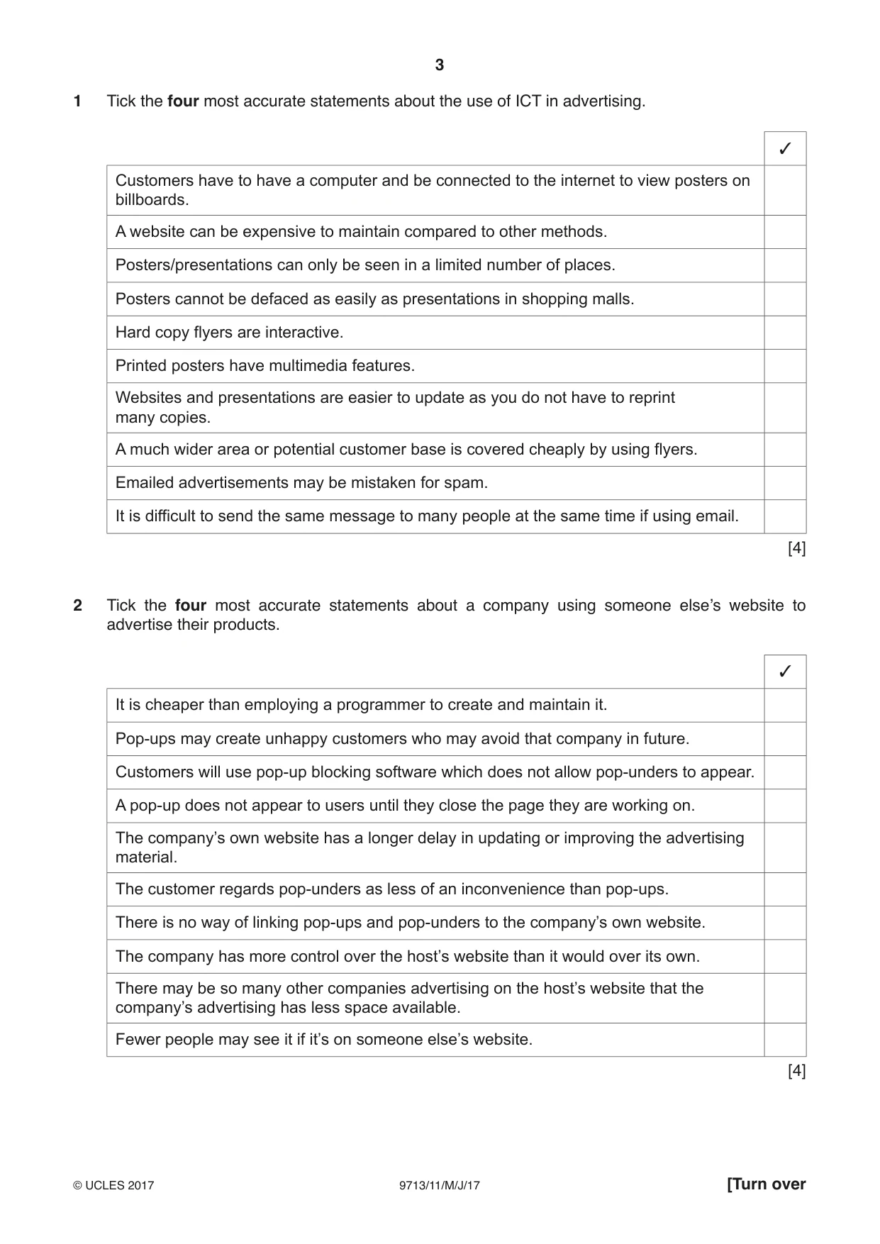 Cambridge A Level Applied Information and Communication Technology 9713 2017 May/June Paper 1 · Variant 1 question paper, page 3 of 16