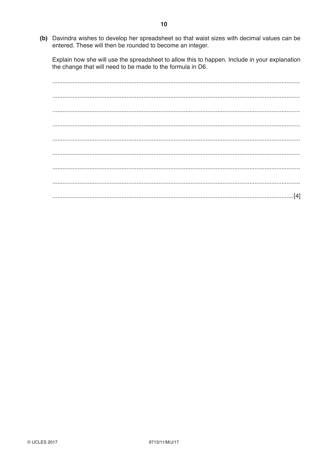 Cambridge A Level Applied Information and Communication Technology 9713 2017 May/June Paper 1 · Variant 1 question paper, page 10 of 16