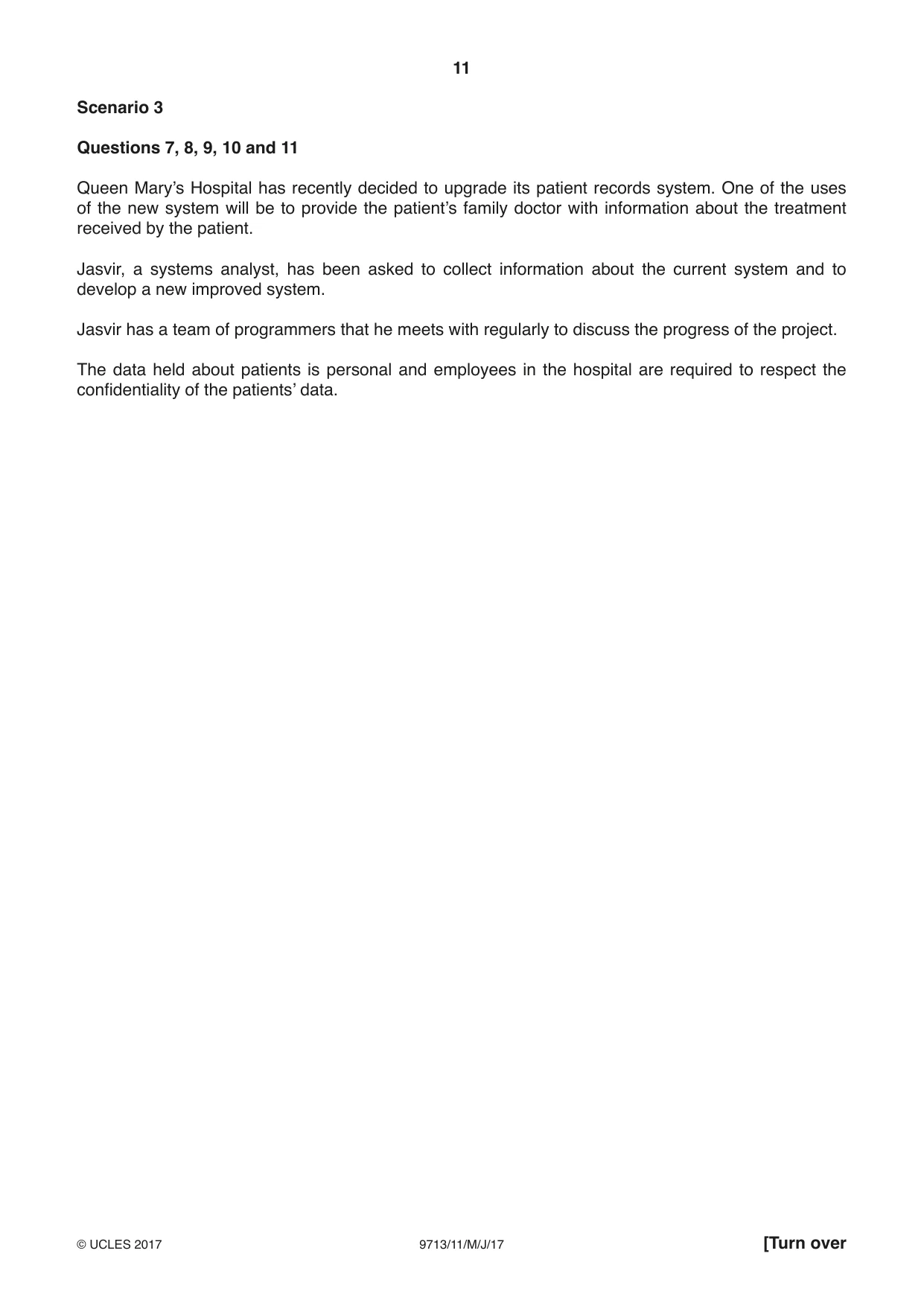 Cambridge A Level Applied Information and Communication Technology 9713 2017 May/June Paper 1 · Variant 1 question paper, page 11 of 16