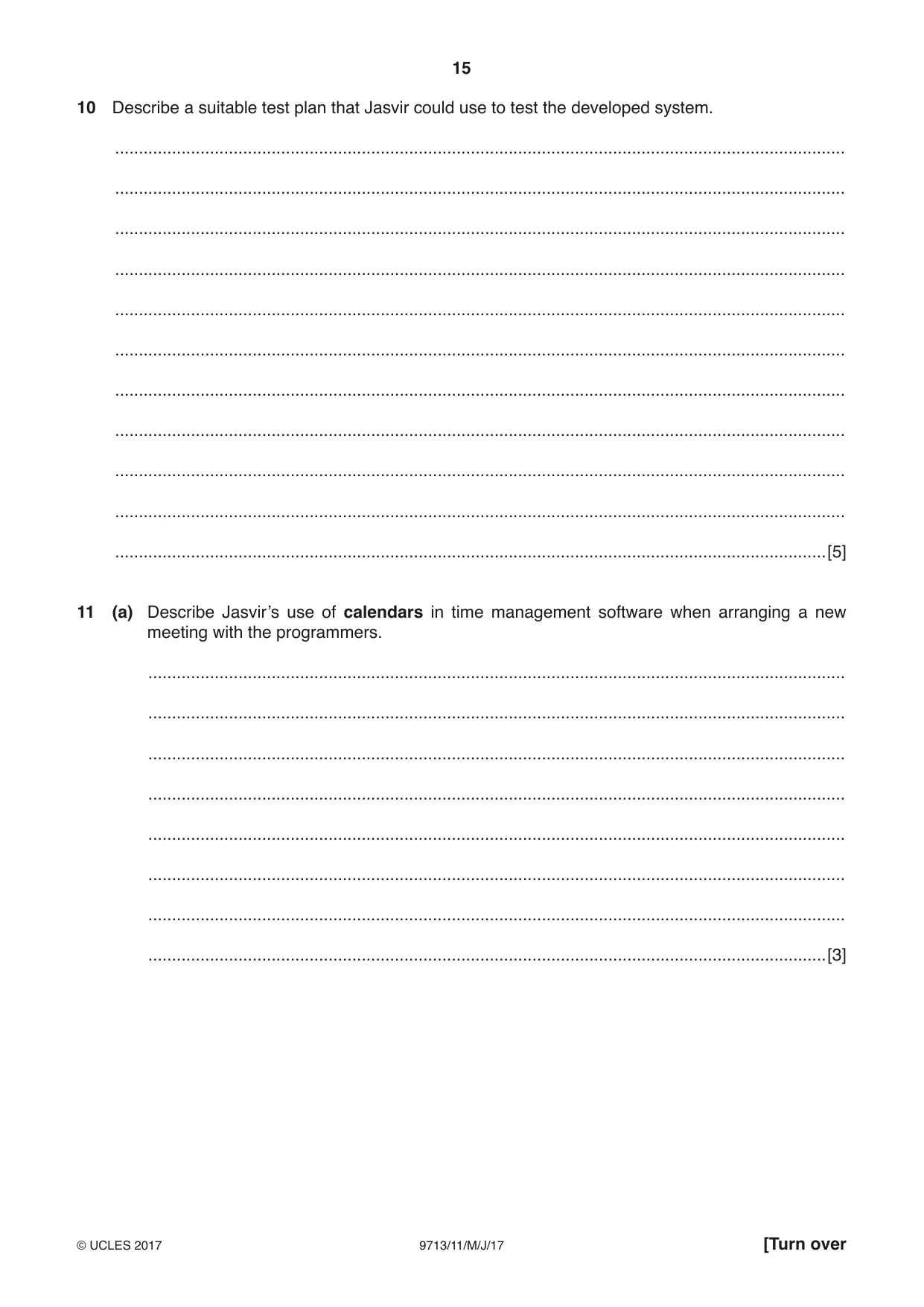 Cambridge A Level Applied Information and Communication Technology 9713 2017 May/June Paper 1 · Variant 1 question paper, page 15 of 16