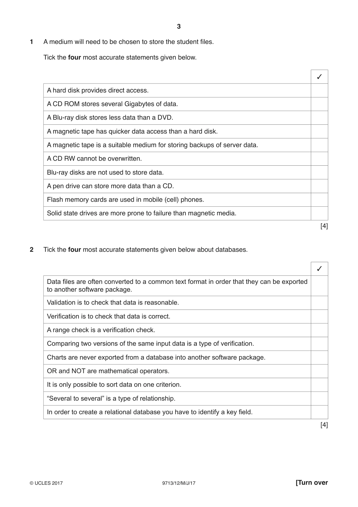 Cambridge A Level Applied Information and Communication Technology 9713 2017 May/June Paper 1 · Variant 2 question paper, page 3 of 16