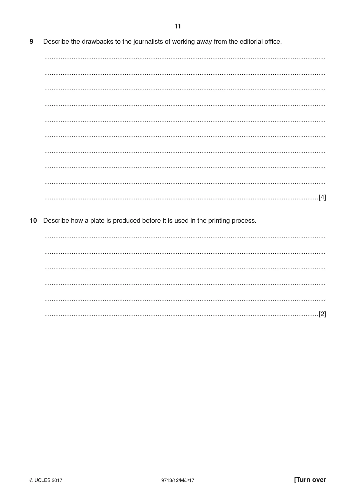 Cambridge A Level Applied Information and Communication Technology 9713 2017 May/June Paper 1 · Variant 2 question paper, page 11 of 16