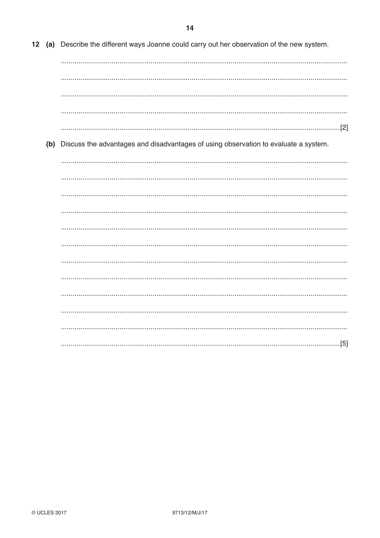Cambridge A Level Applied Information and Communication Technology 9713 2017 May/June Paper 1 · Variant 2 question paper, page 14 of 16