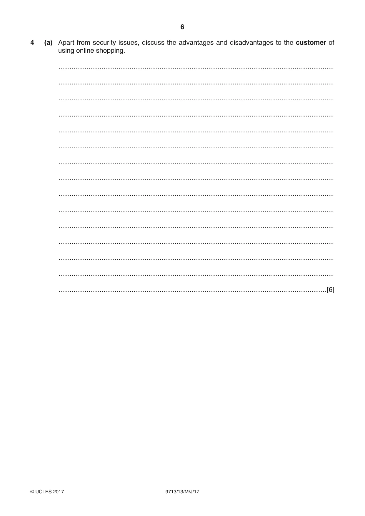 Cambridge A Level Applied Information and Communication Technology 9713 2017 May/June Paper 1 · Variant 3 question paper, page 6 of 16