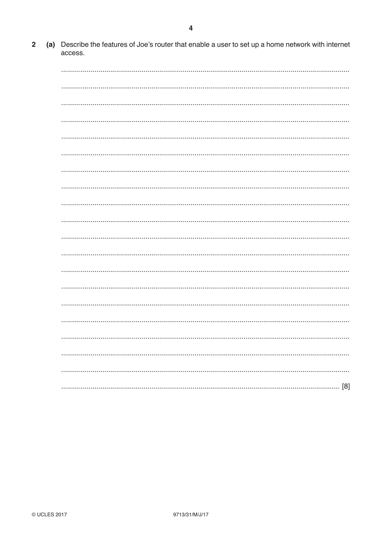 Cambridge A Level Applied Information and Communication Technology 9713 2017 May/June Paper 3 · Variant 1 question paper, page 4 of 20