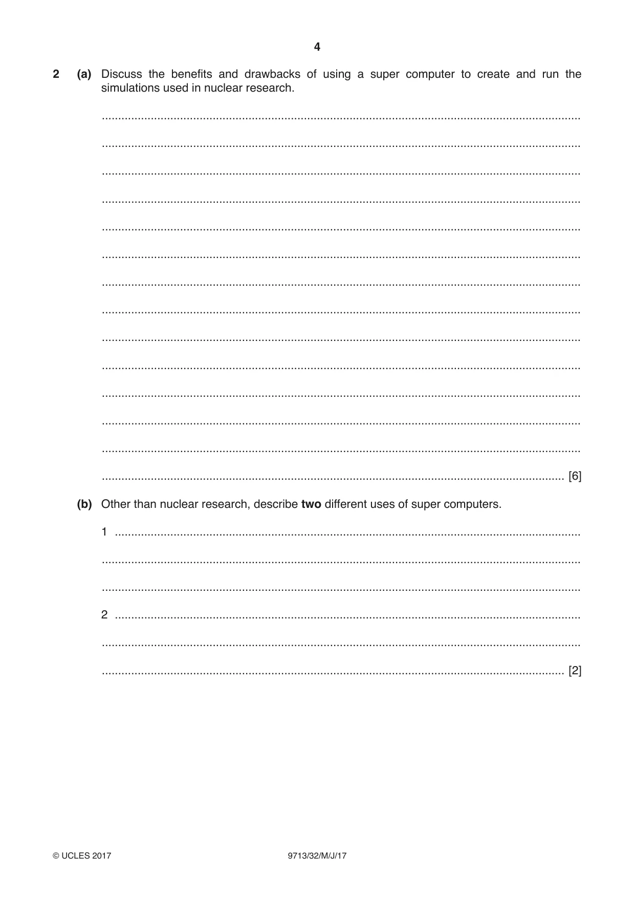 Cambridge A Level Applied Information and Communication Technology 9713 2017 May/June Paper 3 · Variant 2 question paper, page 4 of 16