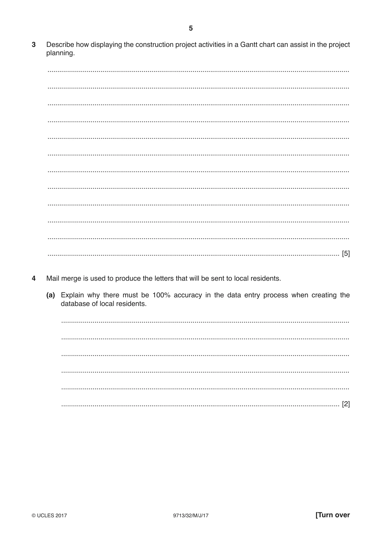 Cambridge A Level Applied Information and Communication Technology 9713 2017 May/June Paper 3 · Variant 2 question paper, page 5 of 16