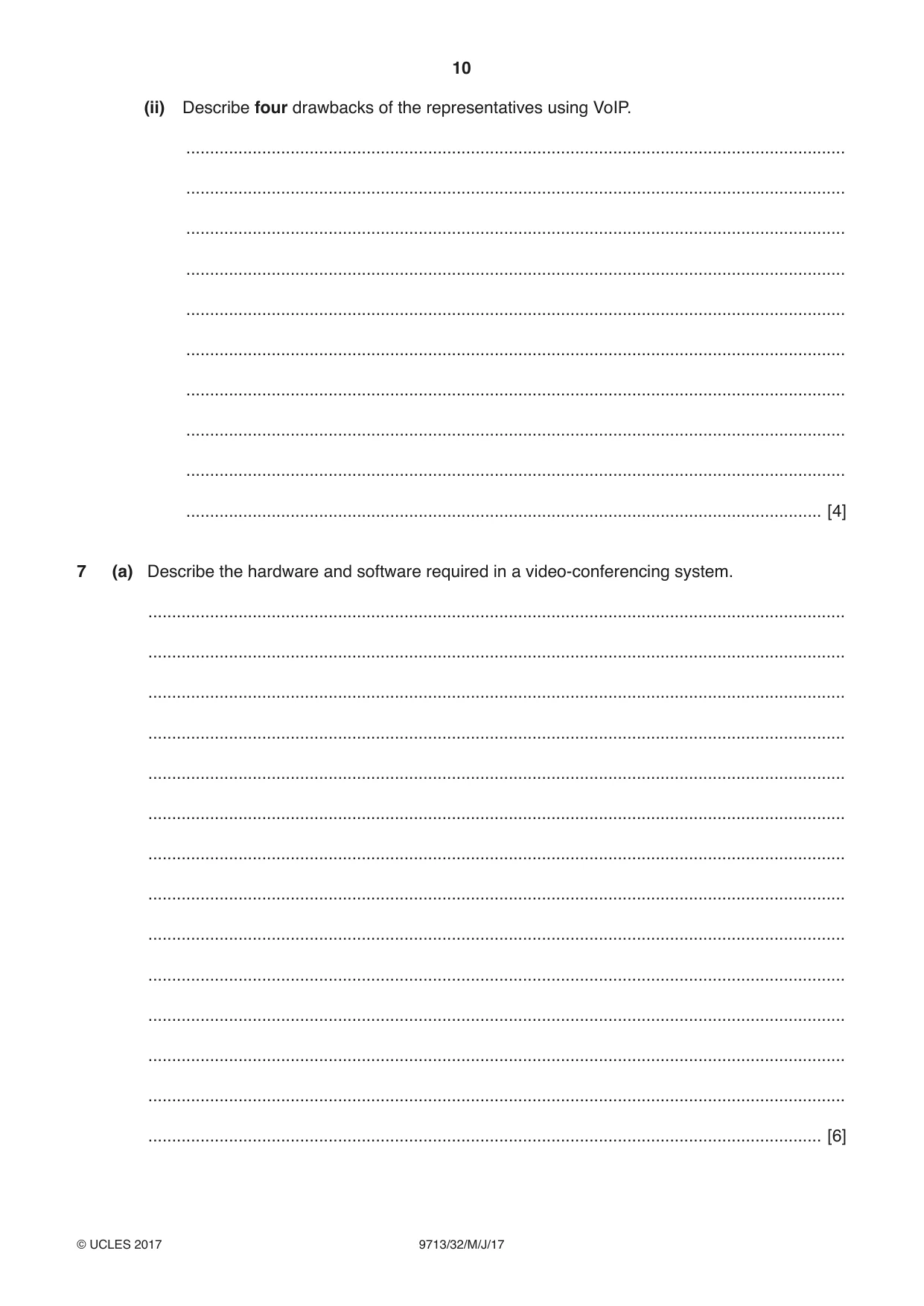 Cambridge A Level Applied Information and Communication Technology 9713 2017 May/June Paper 3 · Variant 2 question paper, page 10 of 16